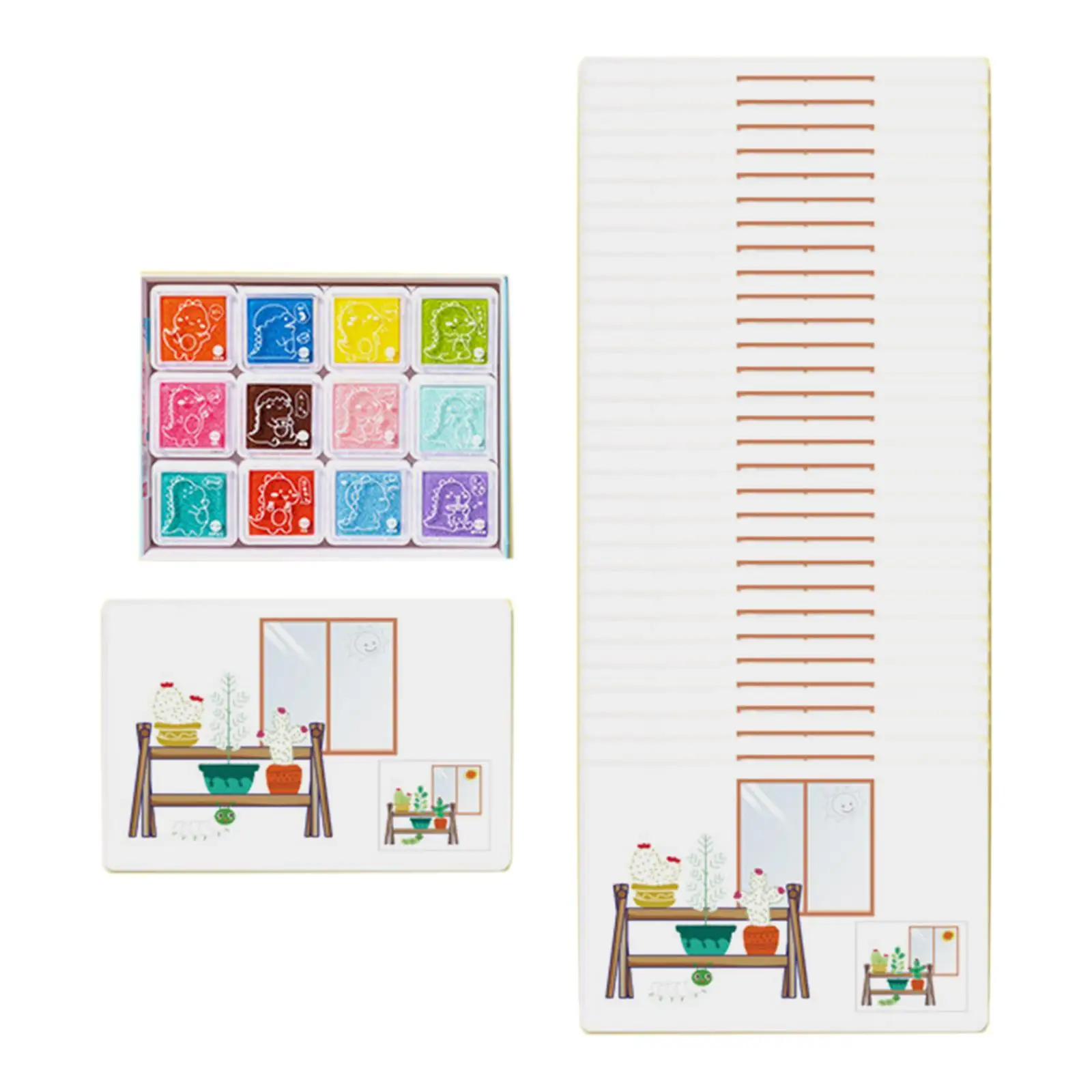 Kit with 12 Colors Ink Pads for Early Learning Kindergarten