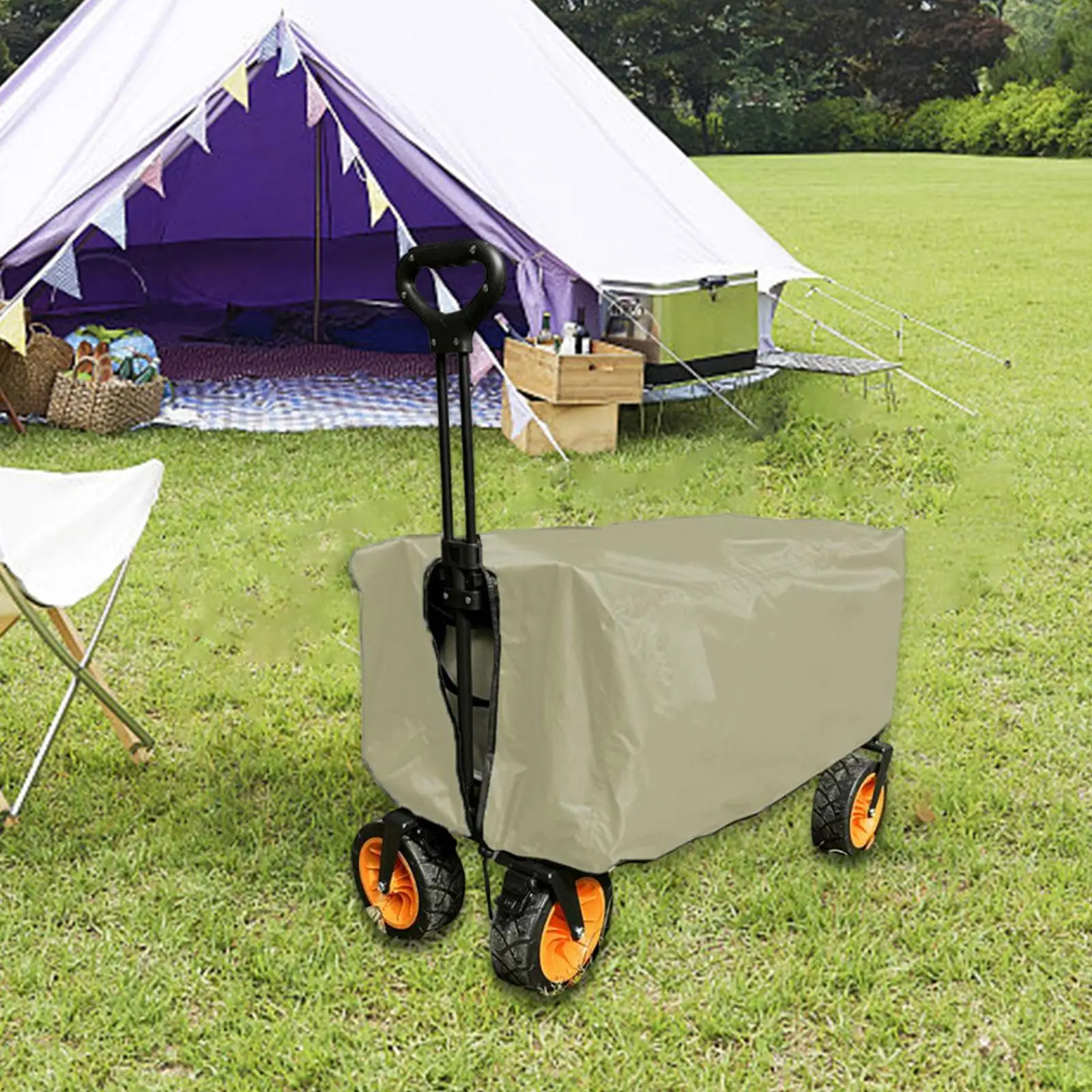 Outdoor Folding Wagon Cover Protective Cover 35x20x18inch Sturdy with Storage Bag Oxford Fabric for Collapsible Wagon Carts