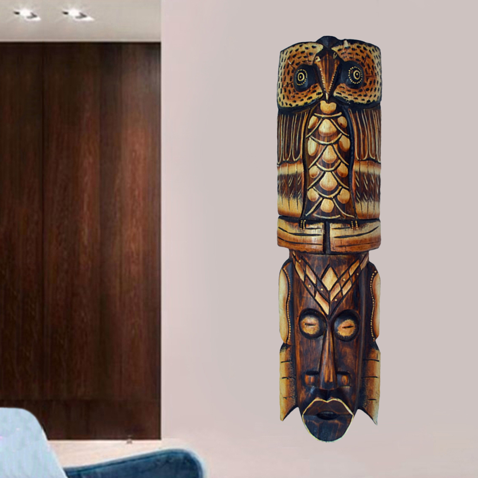 30/50cm African  Decor  Wall Decor Aboriginal Statue Africa Scratch Wooden Forest Exotic Solid Wood Mask African Crafts for Bar