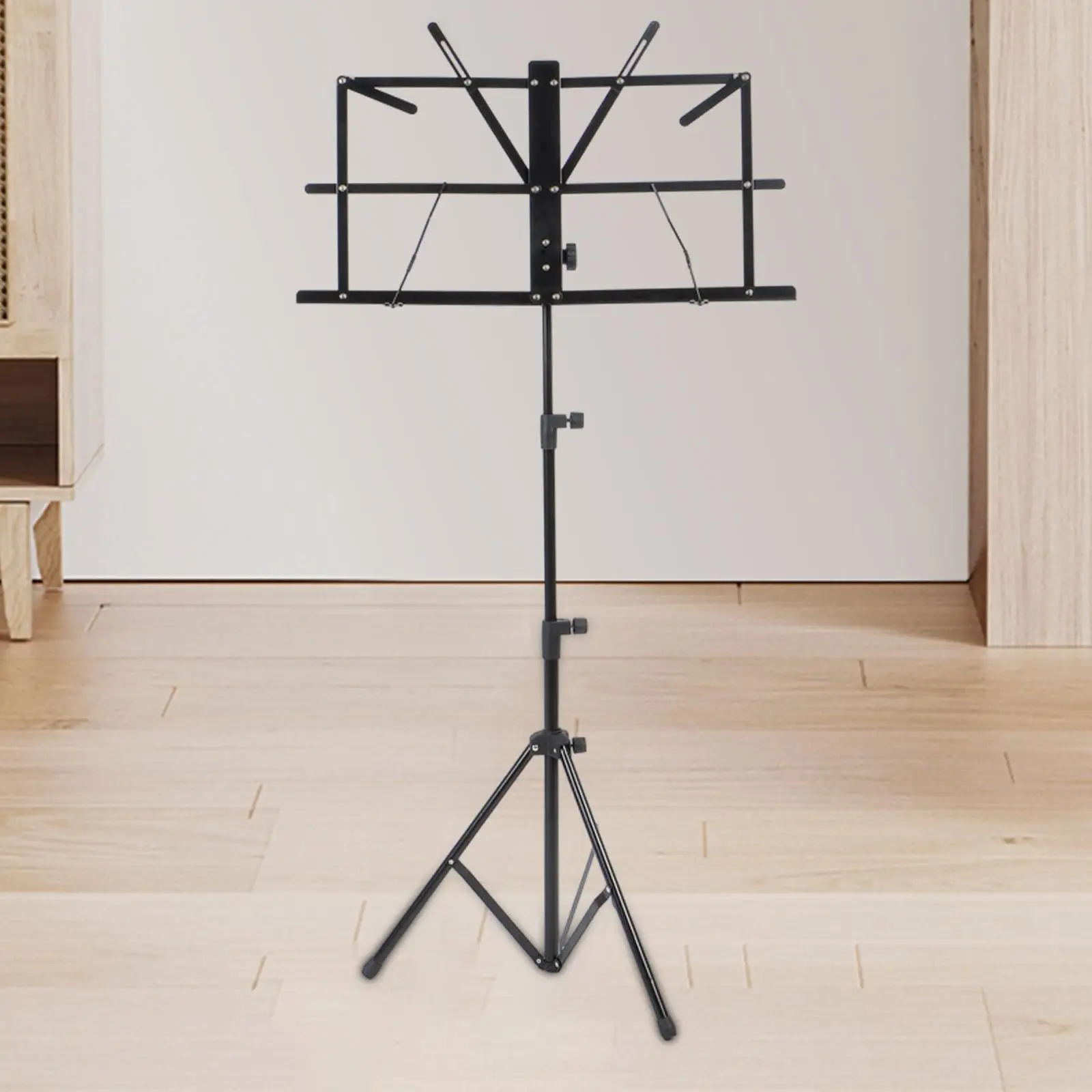 Sheet Music Stand Book Stand, Height Adjustable, Foldable, Professional Music Sheet Clip Holder,