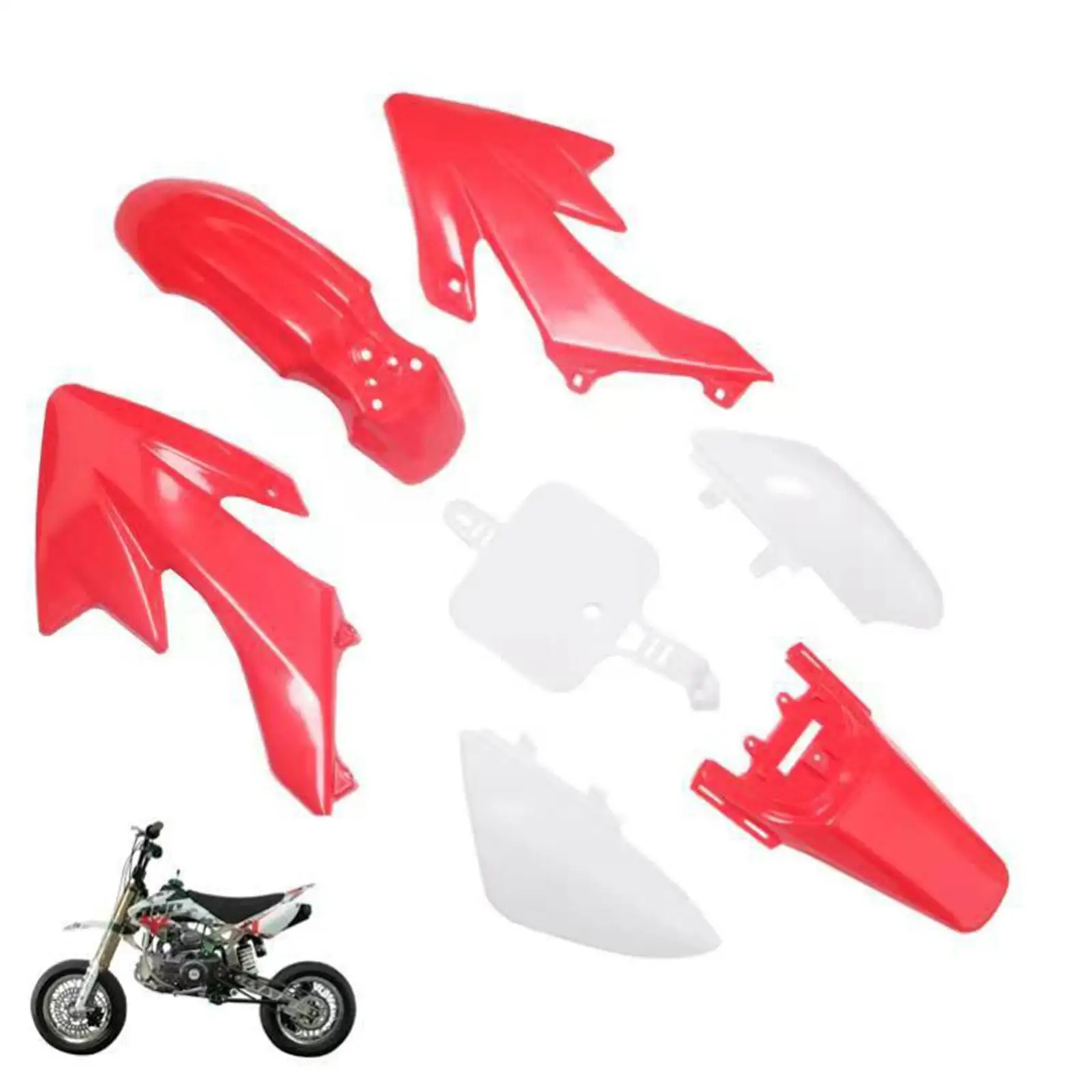 Fairing Fender Set Durable Replaces Motorcycle Accessories Repair Parts Red White for Honda Crf50 XR50 107 110 125 Sdg SSR