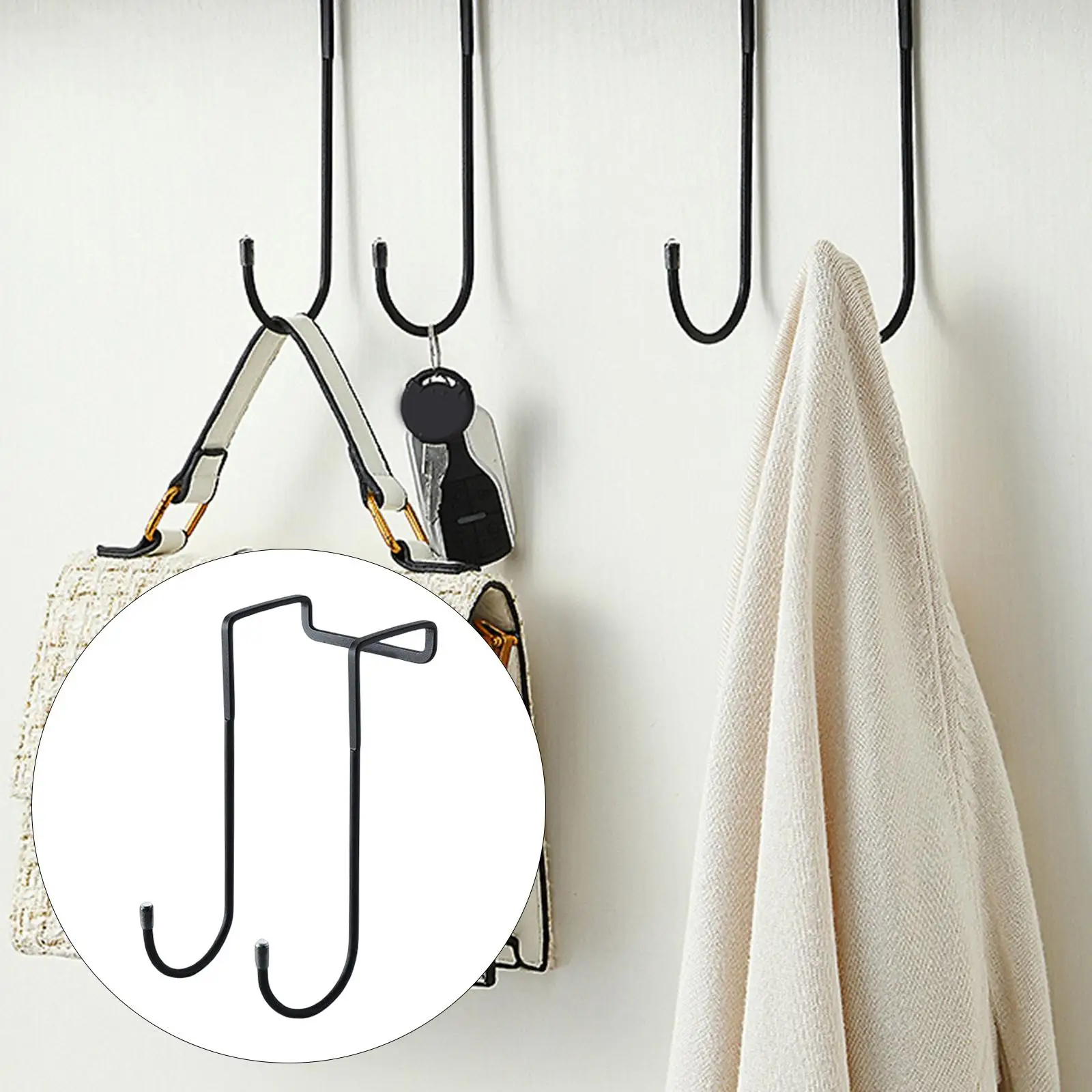 Shower Door Hooks Kitchen Organizers Hanging No Drilling Over Door Hooks Clothes Hooks for Closet Umbrella Bedrooms Towel Robe