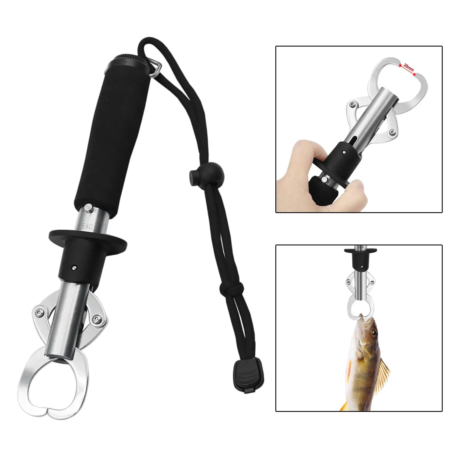 SAN LIKE Fishing Gripper Portable Fishing Grip Tool Corrosion Resistant Fish Holder Aluminum Fish Lip Grabber with Non-Slip EVA Handle Fish Controller with Scale/Floating Support 40lb Max 