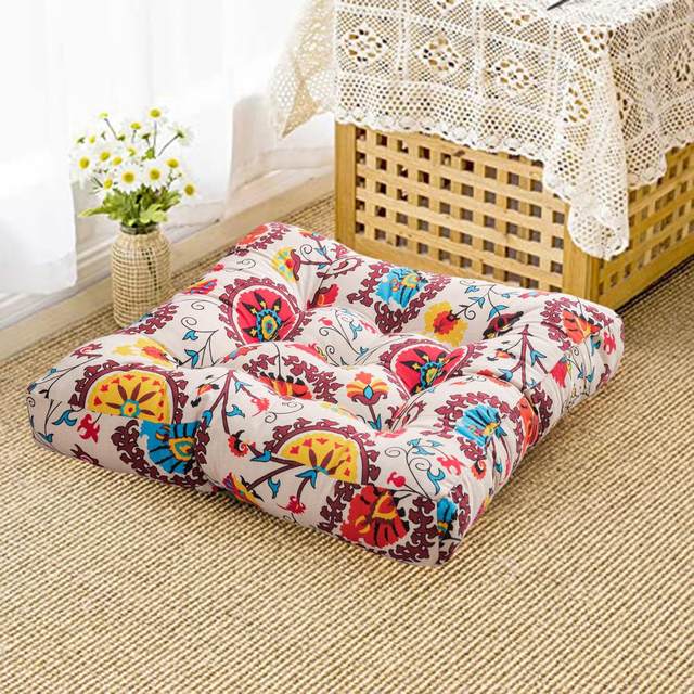 55cm Square Seat Cushion Floor Sofa Tatami Cushion Floral Print