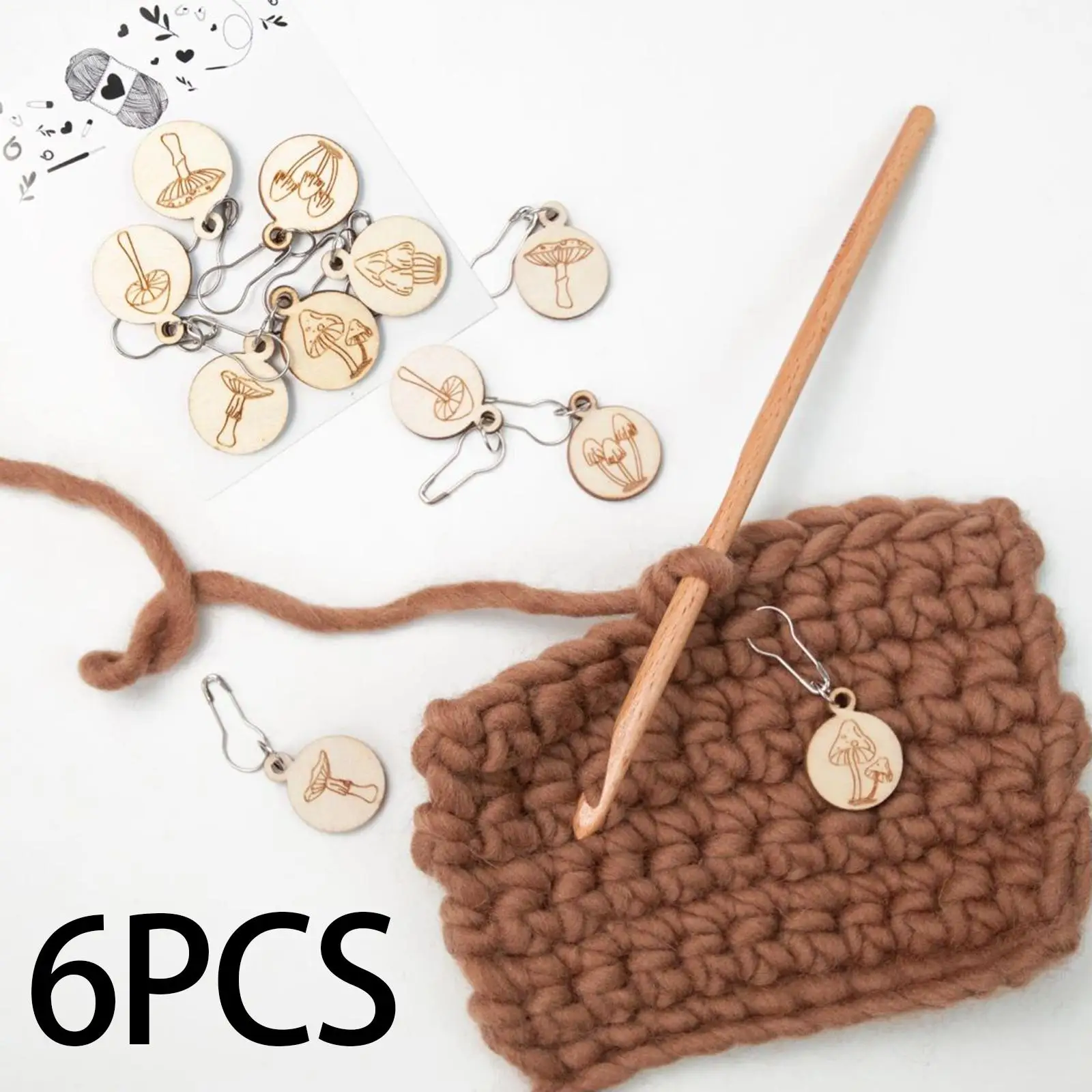 6x Stitch Markers Mushroom Pattern Crochet Accessories Accessories Knitting Supplies Handmade Craft Cute Knitting Stitch Markers