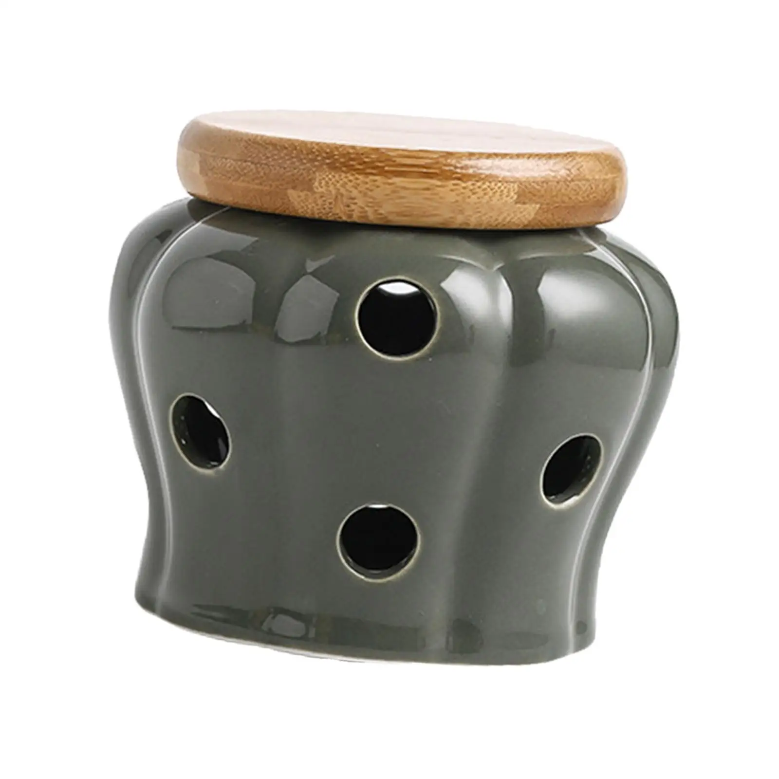 Creative Ceramic Garlic Keeper, with  Stoneware Round Snacks Candy Pumpkin Shape Canister Garlic Cellar Pot Garlic Jars