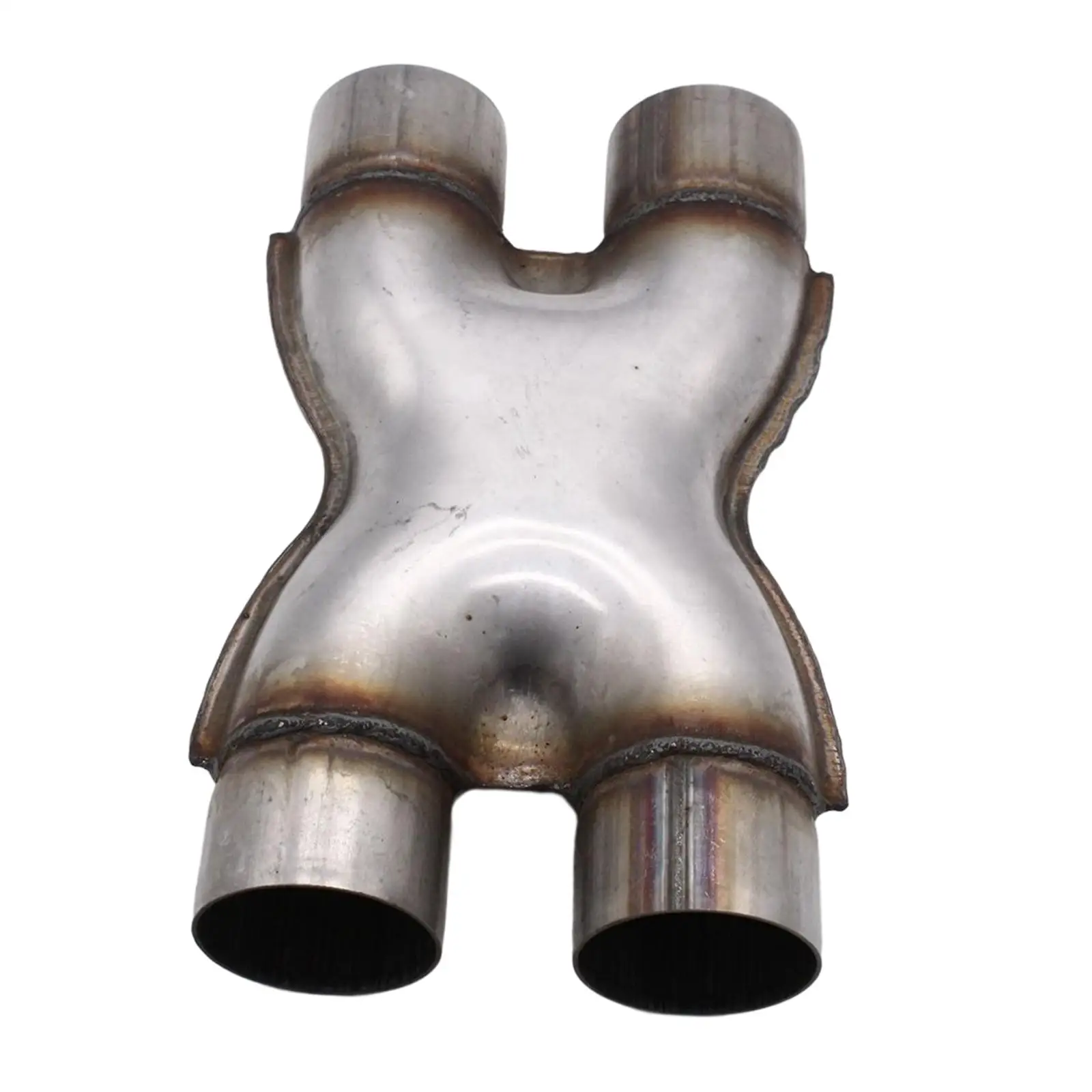 Muffler Exhaust Tip Four Way Exhaust Pipe Durable Dual 3.0inch in/Out Crossover