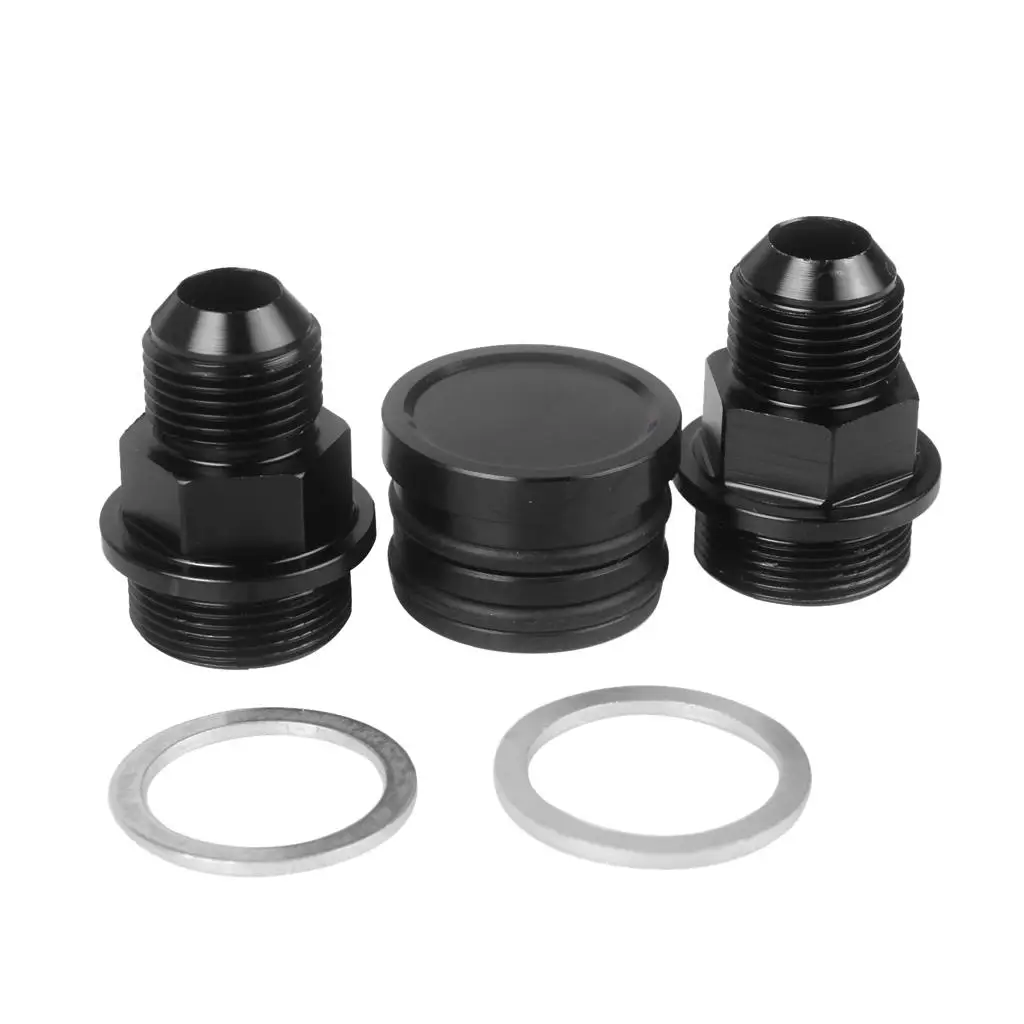 BLACK REAR BLOCK BREATHER FITTINGS AND PLUG FOR B16 B18C CATCH CAN M28 