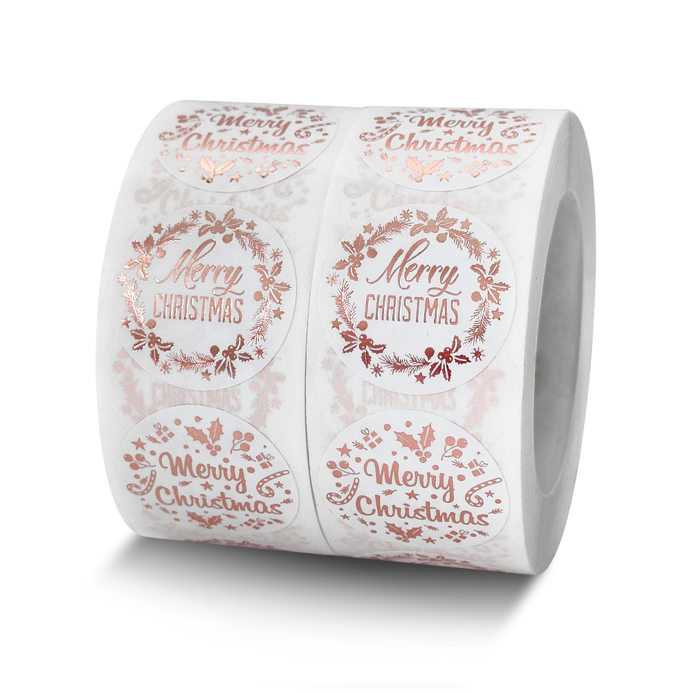100–500 Stück 2,5 cm Frohe Weihnachten, Roségold, rund, Laser-Geschenksiegel, Siegelaufkleber mit wasserfestem Hochzeits- und Urlaubsetikett – Detail 1
