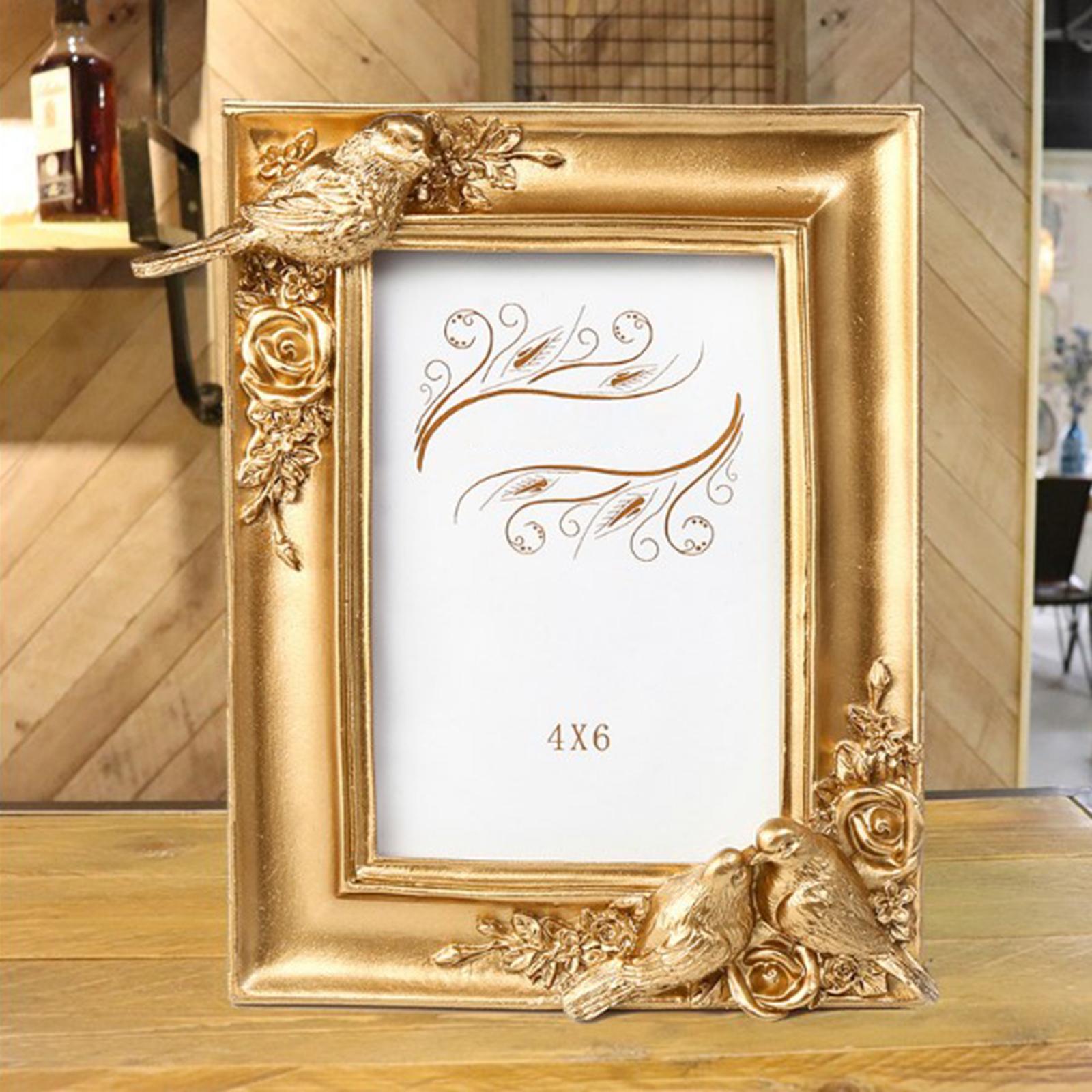 Vintage Bird Photo Frame Picture Frame Display Embossed Tabletop Wall Hanging for Living Room Holiday Bedroom Home Decoration