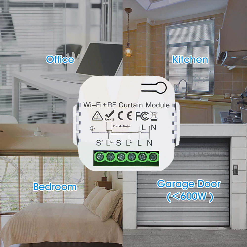 433MHz 110V 220V Curtain Blind Switch,2 Way Wireless Remote Control Roller Shutter Module Receiver Transmitter,for Motor Gate