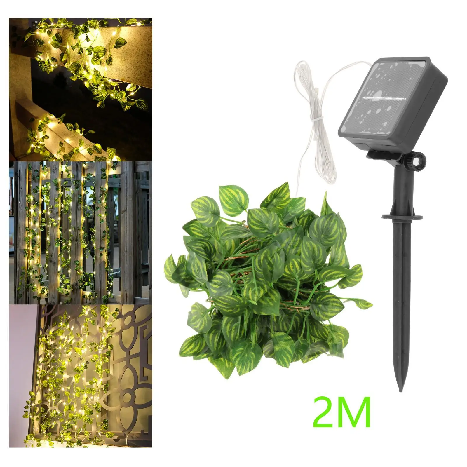 Hanging Vine String Lights Fairy Lights with Leaves Solar Powered Green Leaf Vine Light for Wedding Patio Porch Indoor Valentine