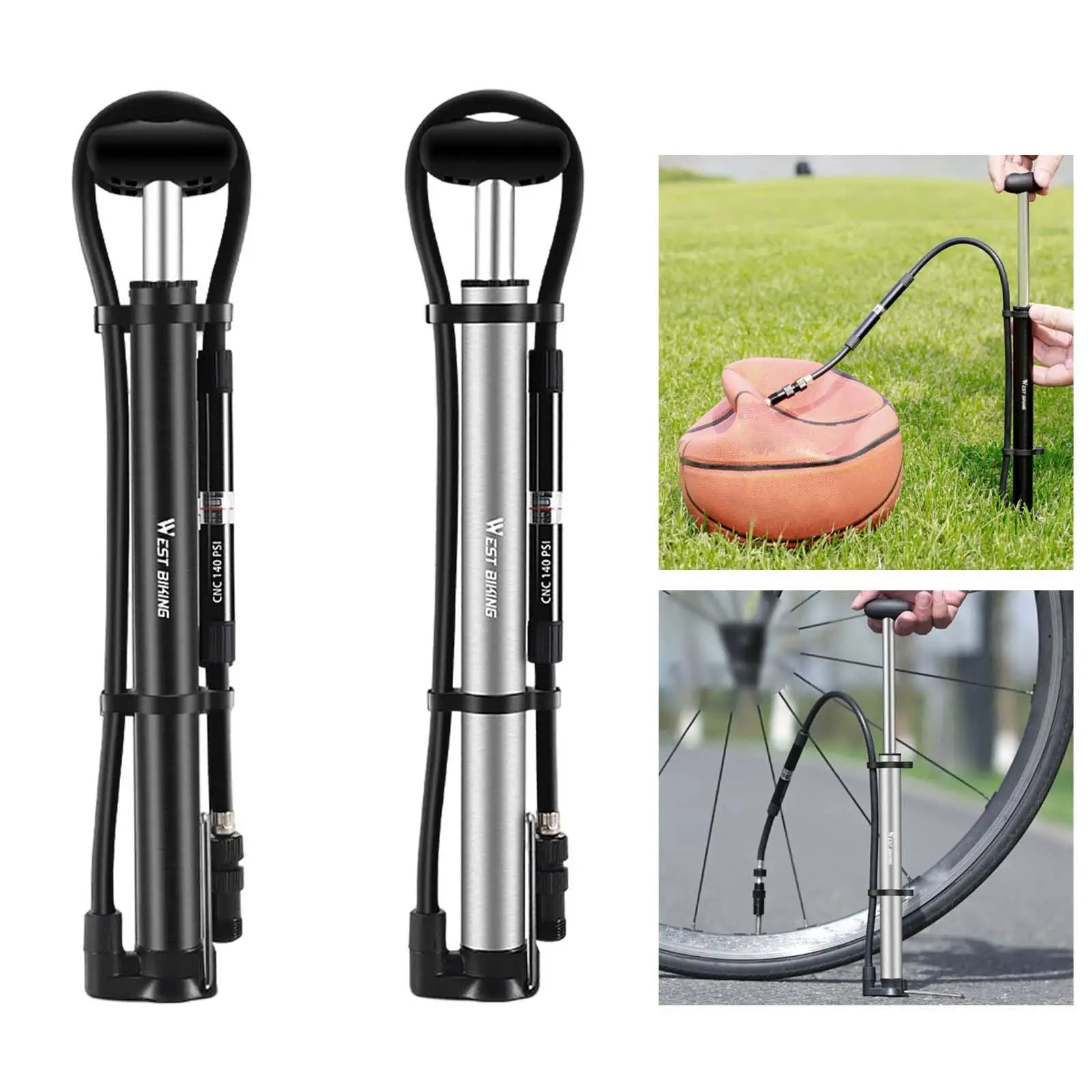 Mini  Pump Cycling Tools Cycling Pump 140PSI Tire Inflator High Pressure with Pressure  for Mountain Bikes Road BMX Bikes