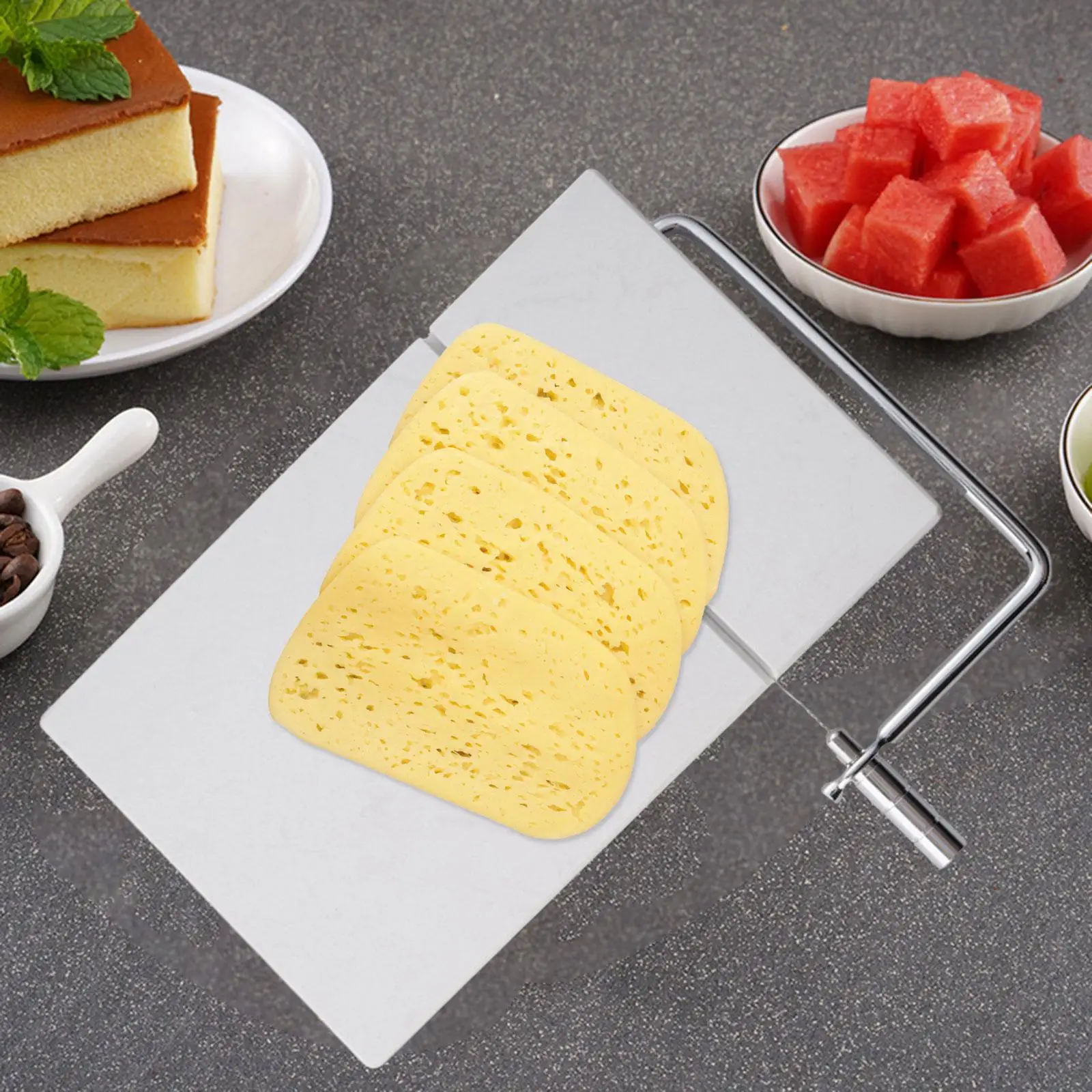 Marble Cheese Slicer Cutter Board Durable Adjustable Thickness Food Slicer for Handcrafted Soaps Dessert Vegetables Pastry Bread