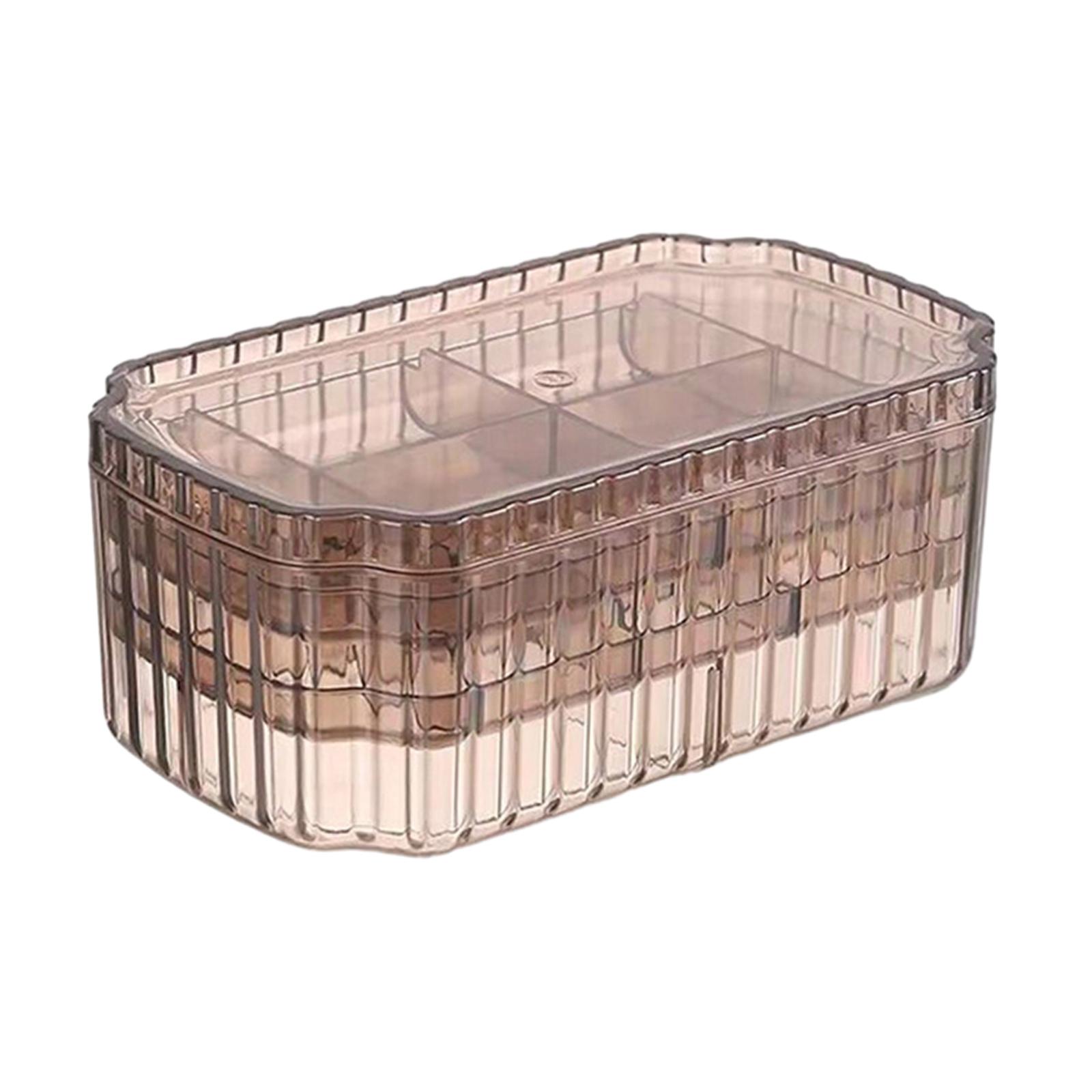 Earring Display Case 3 Layer Jewelry Organizer with Compartments 19x11x7.5cm/7.5x4.3x3inch for Earrings Studs Necklaces