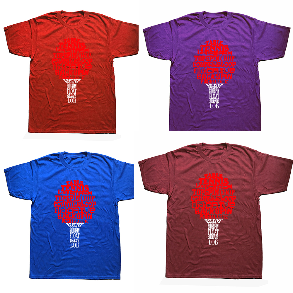 Lustige Tischtennis Wort Wolke T Shirts Grafik Baumwolle Streetwear Kurzarm Geburtstag Geschenke Ping Pong T-shirt Herren Kleidung – Detail 3