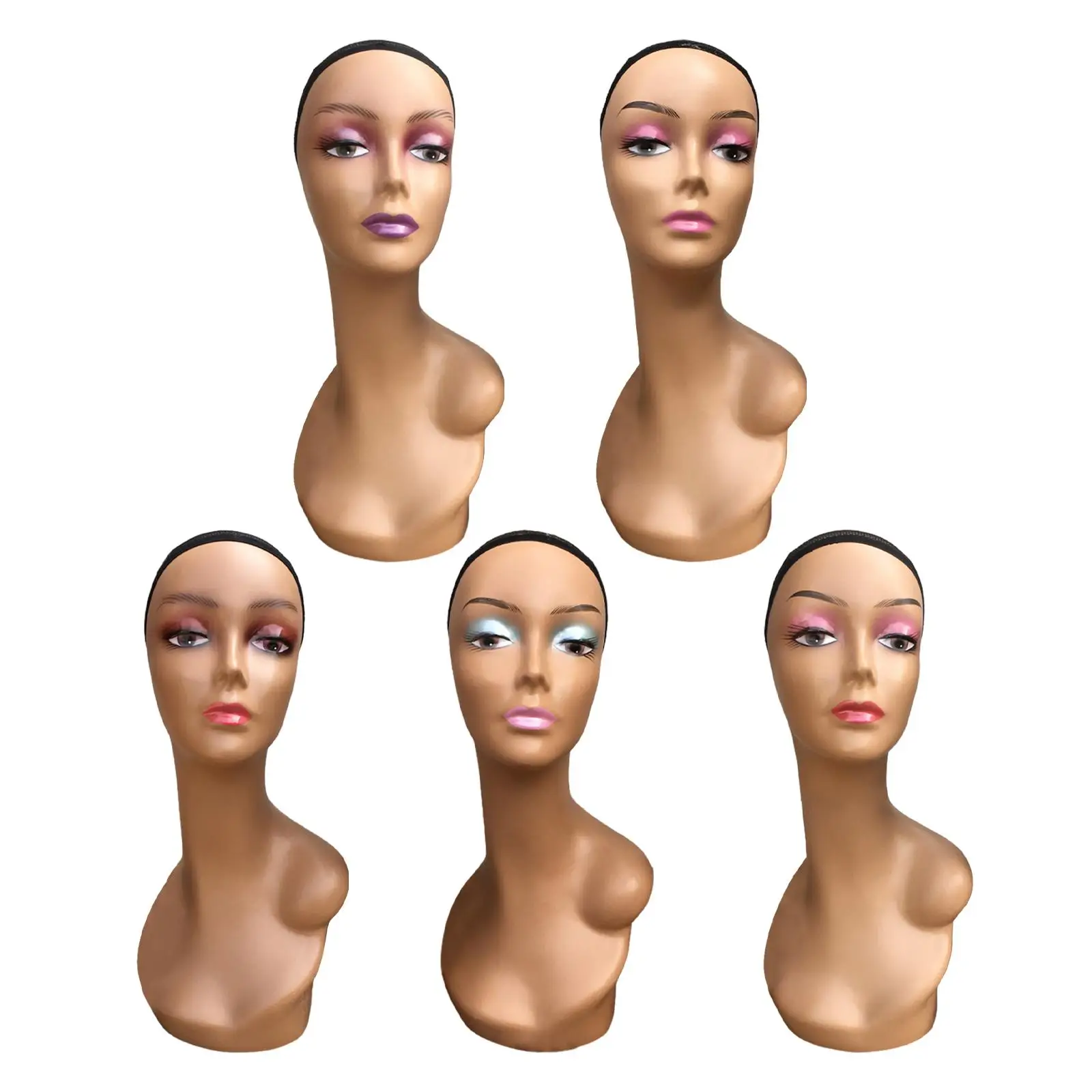 Female Mannequin Head Long Neck Professional Multipurpose 19inch Smooth Manikin for Wigs Making Necklace Hats Hairpieces Jewelry