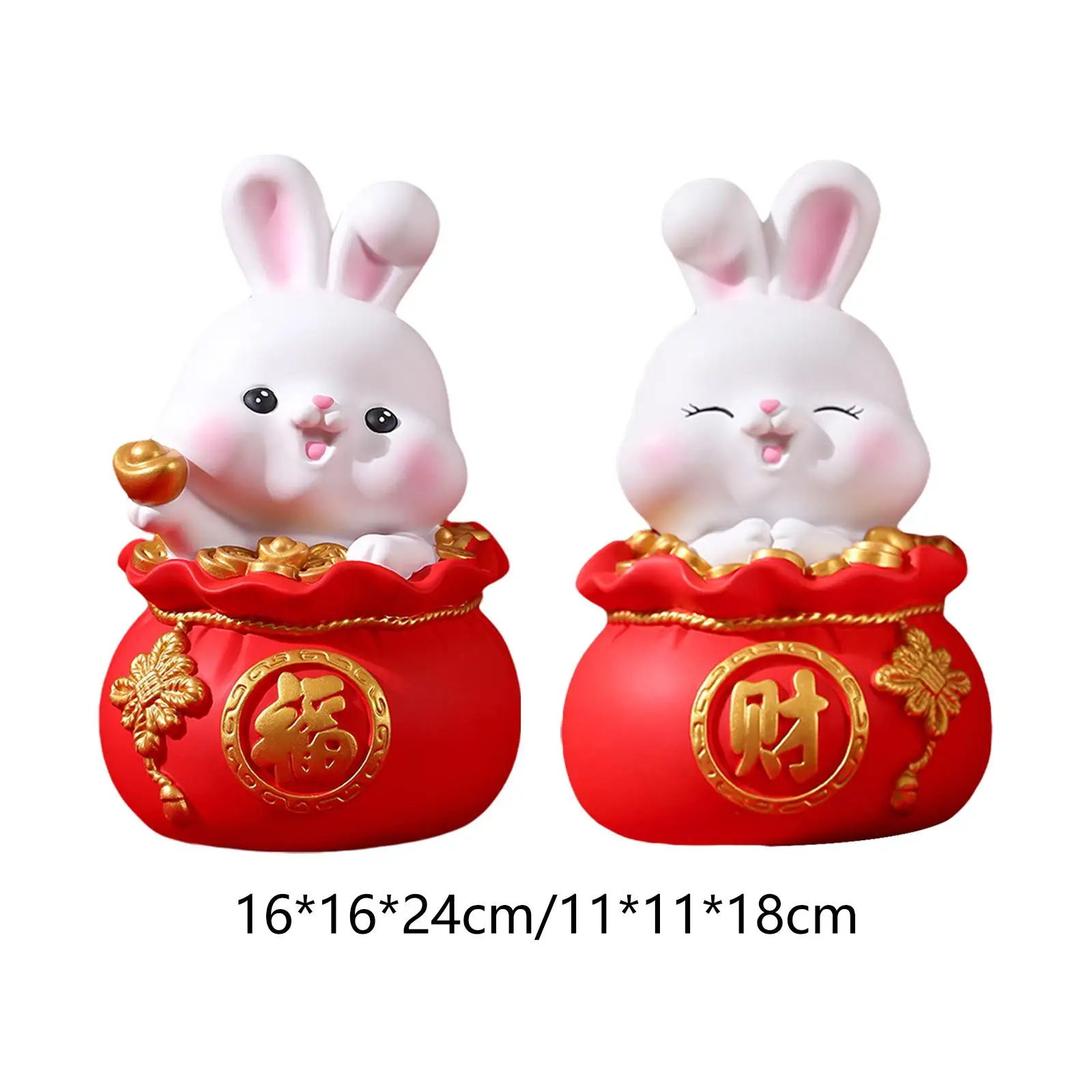 Chinese New Year Lucky Rabbit Statues Photo Prop Indoor Money Box Figurine for Office Wedding Decorative Housewarming Gif