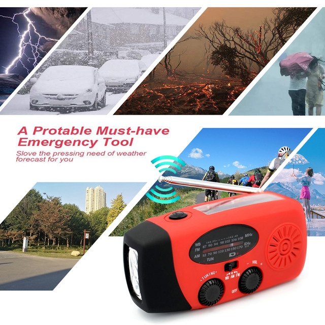 Lanterne Solaire 4-en-1 Rechargeable Avec Manivelle - Lampe LED, Radio AM/FM, Chargeur USB - Pour Camping Et Urgence