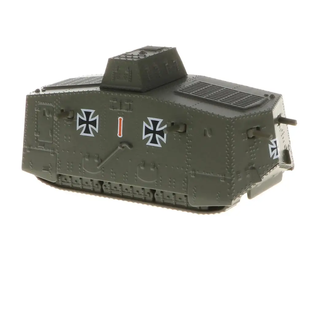 1/100 Scale Diecast German A7V Tank WWI Army Vehciel Model Kids Collectibles