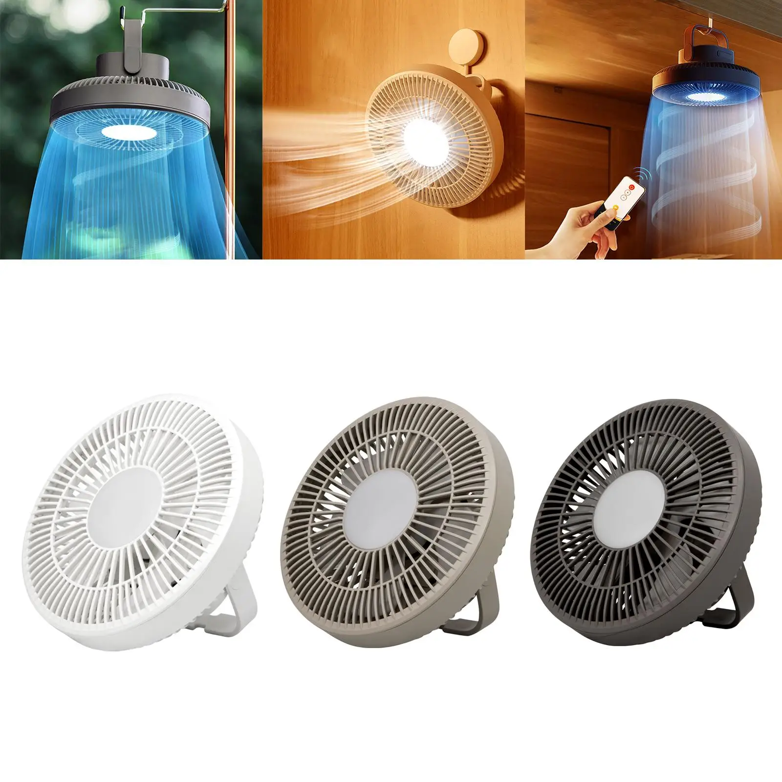 Portable Ceiling Small Cooling Camping Fan with Light for Home Office Travel