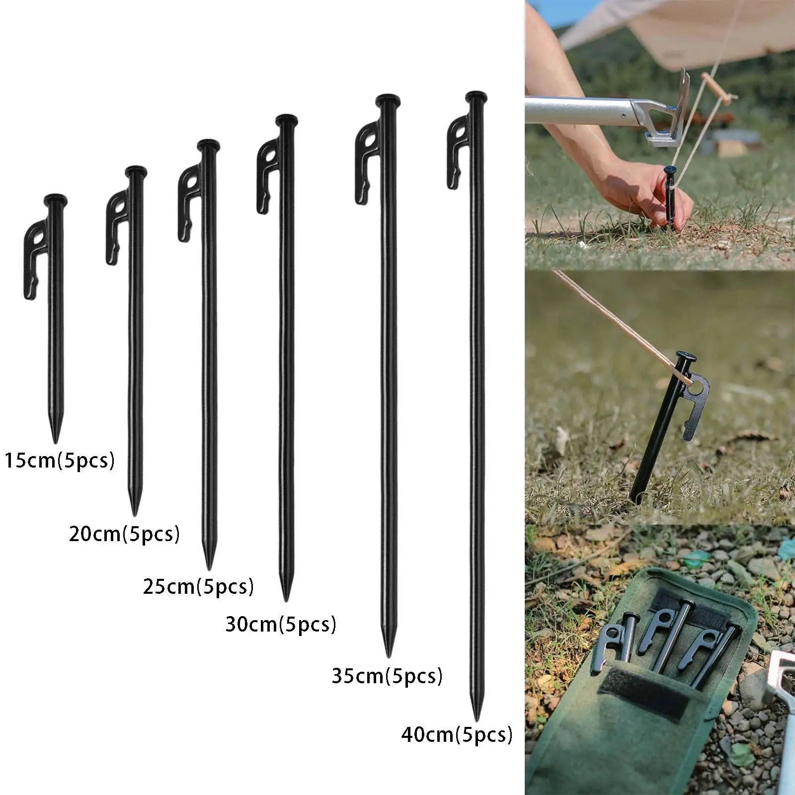 5Pcs Portable Camping Stakes Steel Nails Tent Accessories Unbreakable Tent Pegs for Gardening Outdoor Backpacking Picnic Canopy