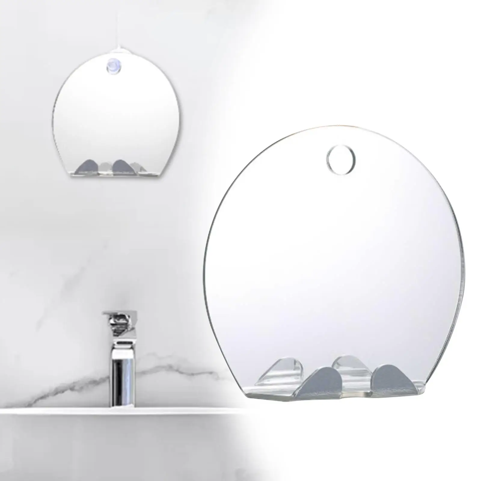 Unbreakable Portable Anti-Fog Shower Shaving Mirror Makeup Mirror with Suction Hook