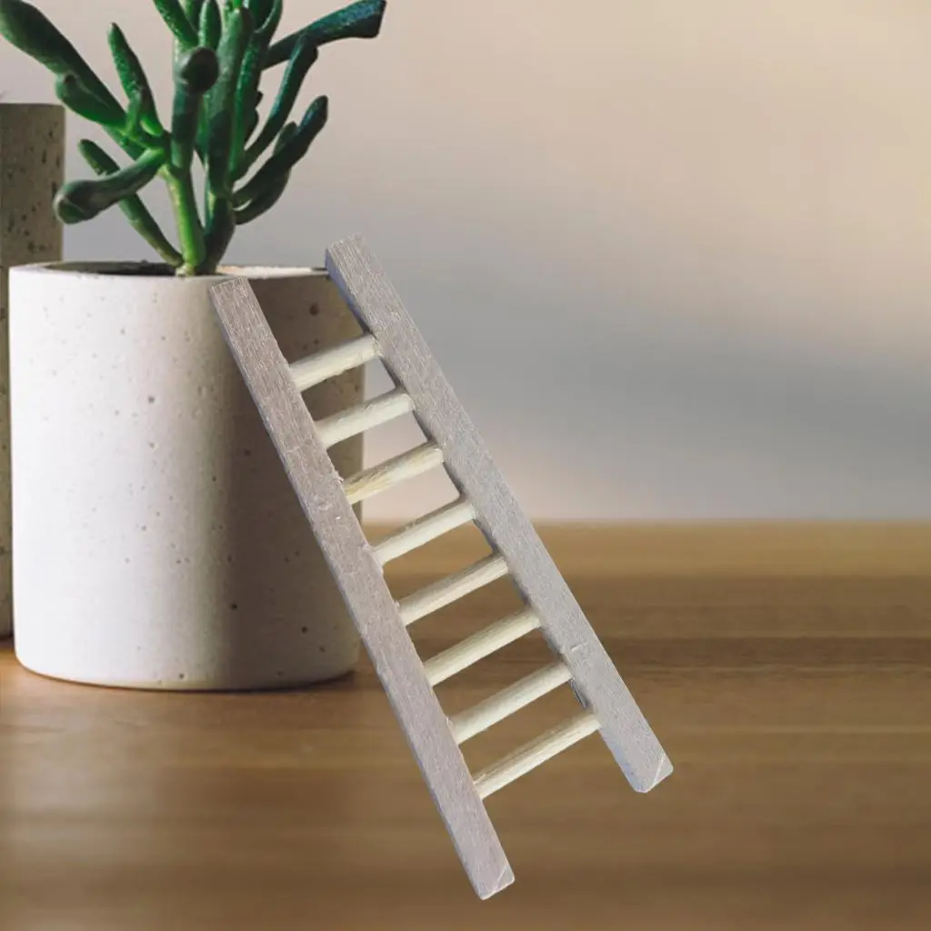 1:12 Dollhouse Mini Ladder Pretend Play Wooden Birthday Gifts for Study Room
