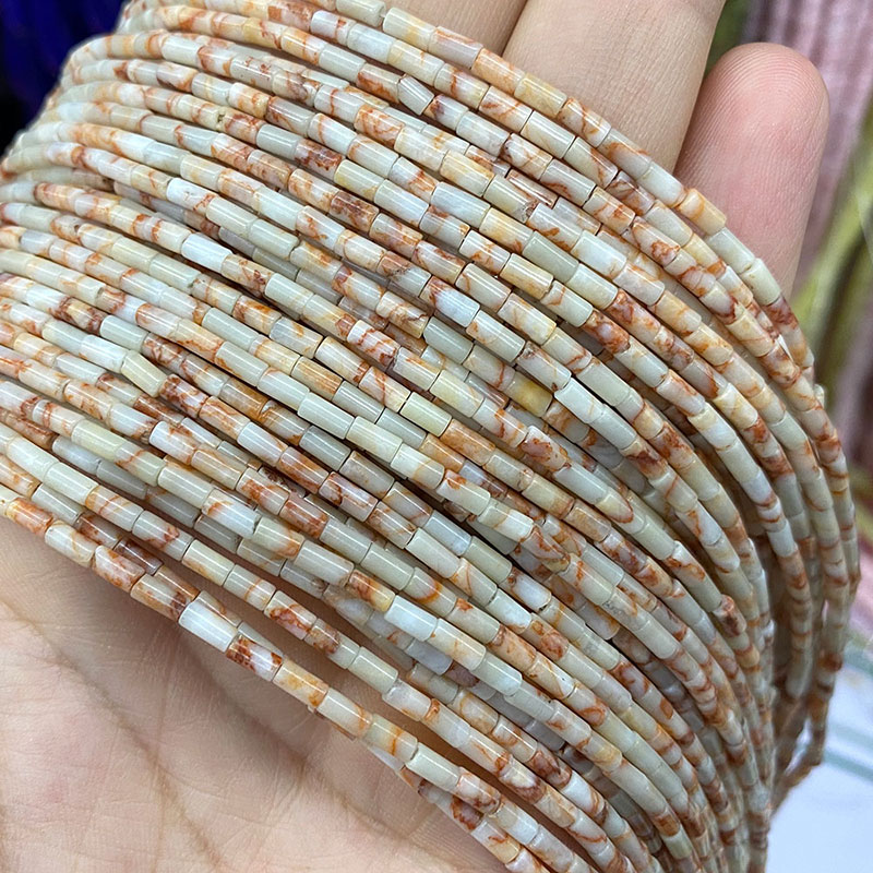 Natural Stone Beads 2x4mm Hematite Agate Jasper Crystal Cylinder Tube Loose Spacer Bead for Jewelry Making Diy Bracelet Necklace