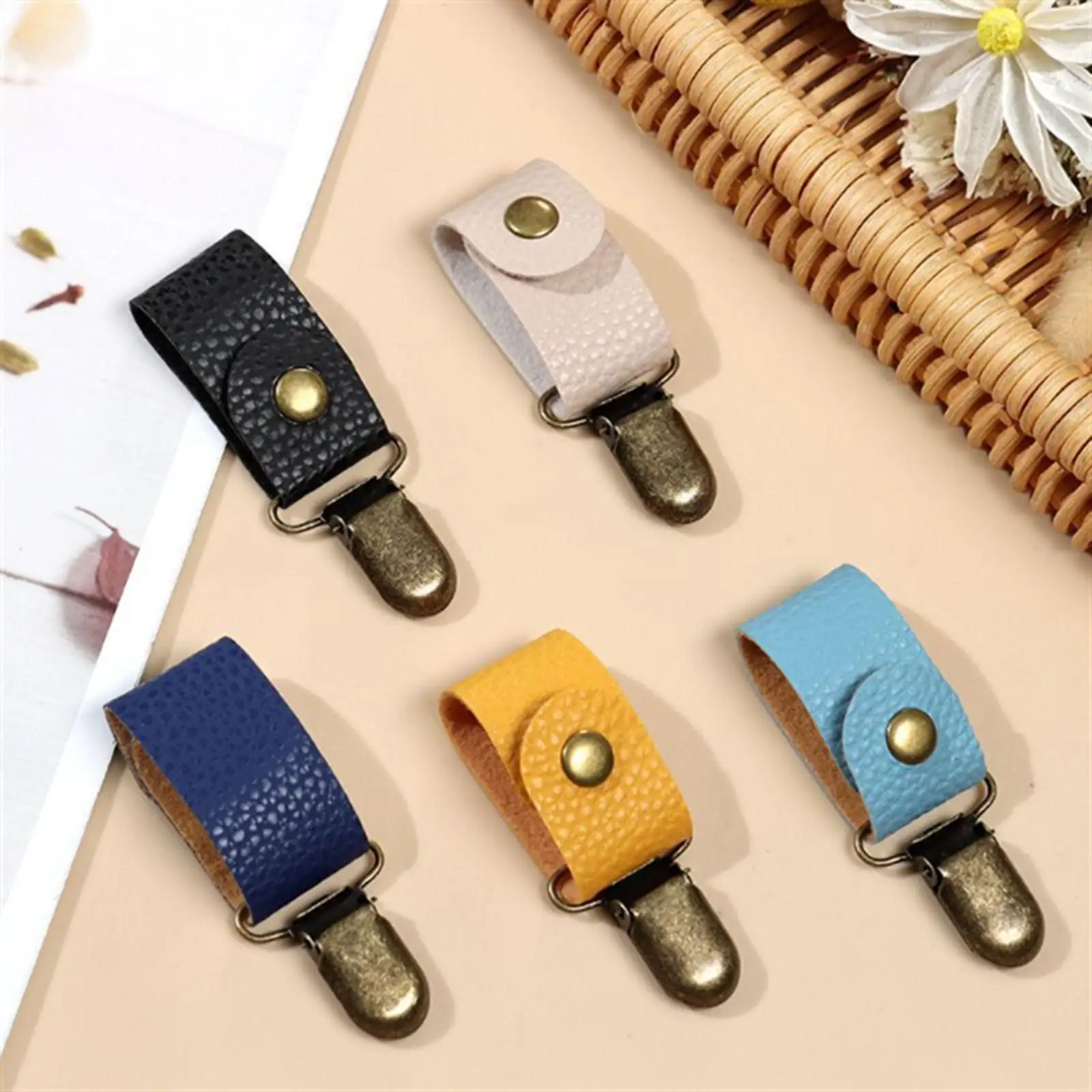 5Pcs Travel Hat Clip PU Leather Multifunctional  Luggage Caps Clips