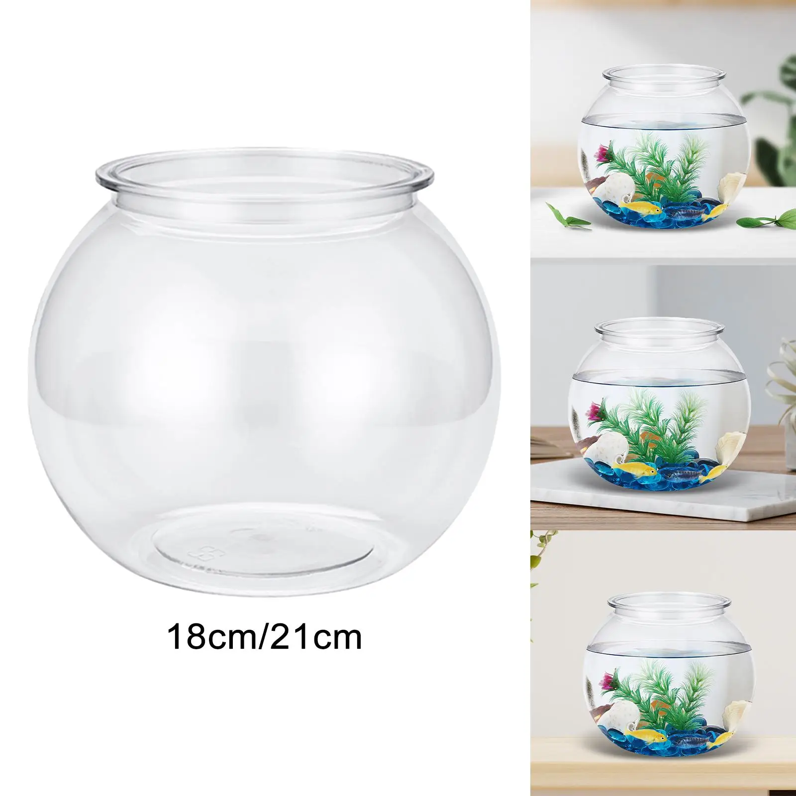 Transparent Small Fish Tank Aquarium Container Round Small Household Fish Tank for for Tree Goldfish Home