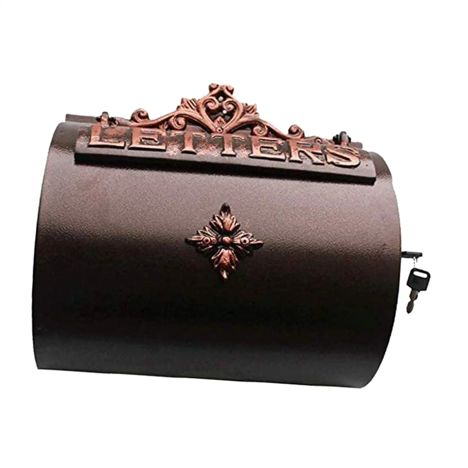 Metal Wall Mounted Mailbox Home Postbox with Key Lock Decorative Lock Mailbox Pastoral Retro Letter Box