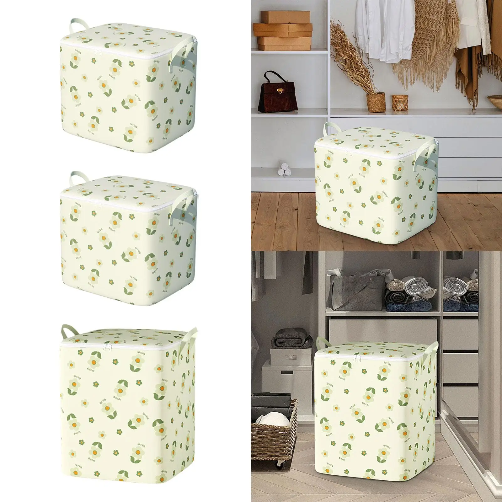 Clothes Storage Bag Sturdy Zippers Box Storage Container Clothes Storage Organizer for Toys Comforters Blanket Clothing Socks