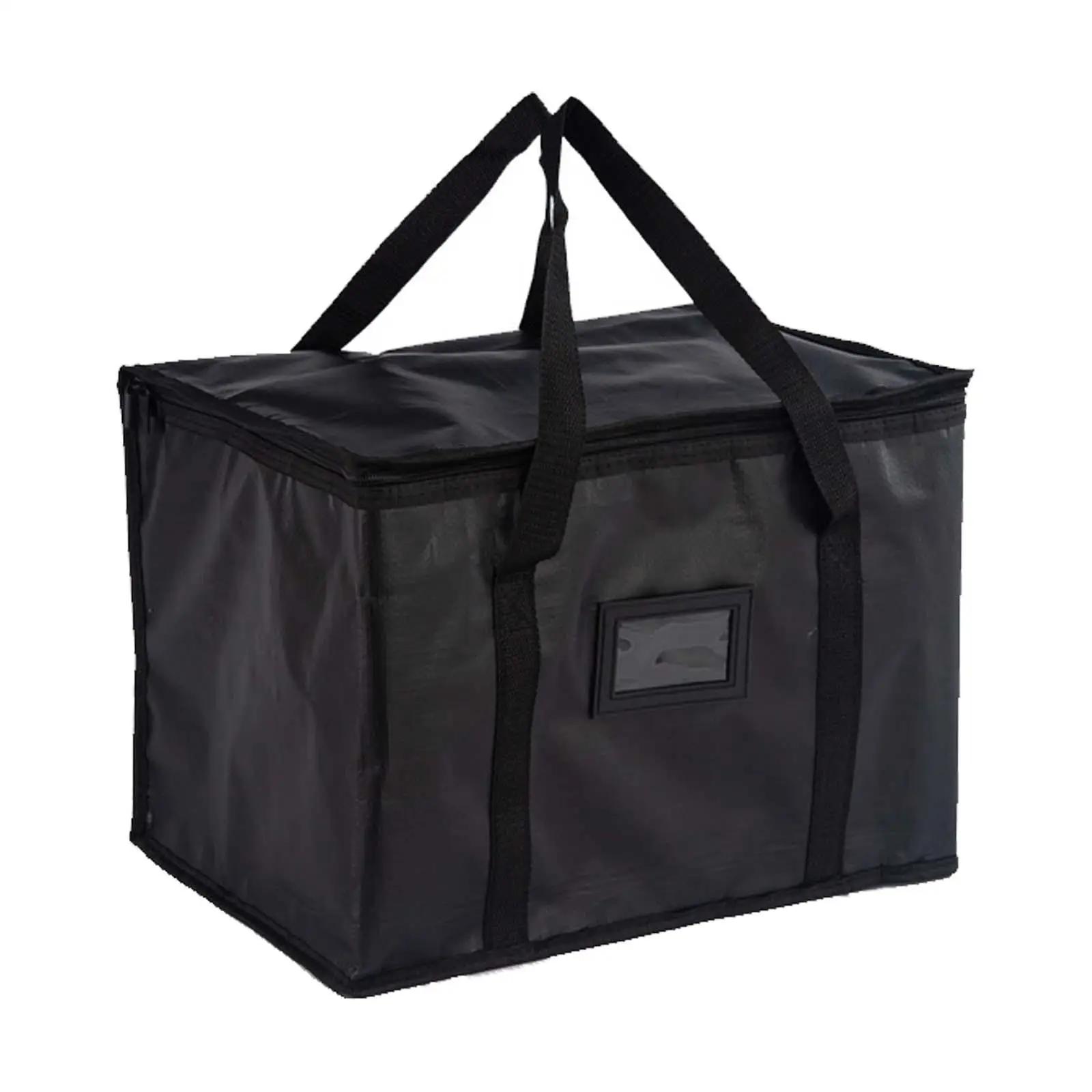 Insulated Cooler Bag Black 20wx15HX14D Inches with Zipper Closure Reusable Shopping Bag for Picnic Fishing BBQ Catering Outdoors
