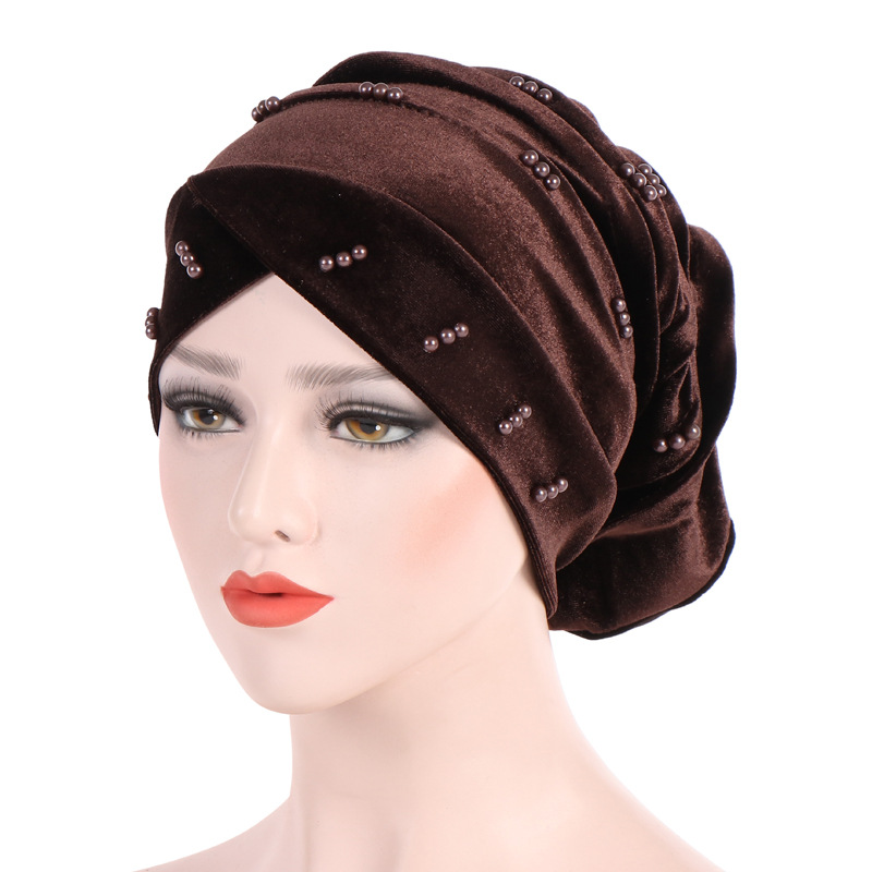 inverno plissado gorro muçulmano veludo interior hijabs caps beading headwrap capa de cabeça islâmica cachecol chapéu esfrega turbantes para mulher