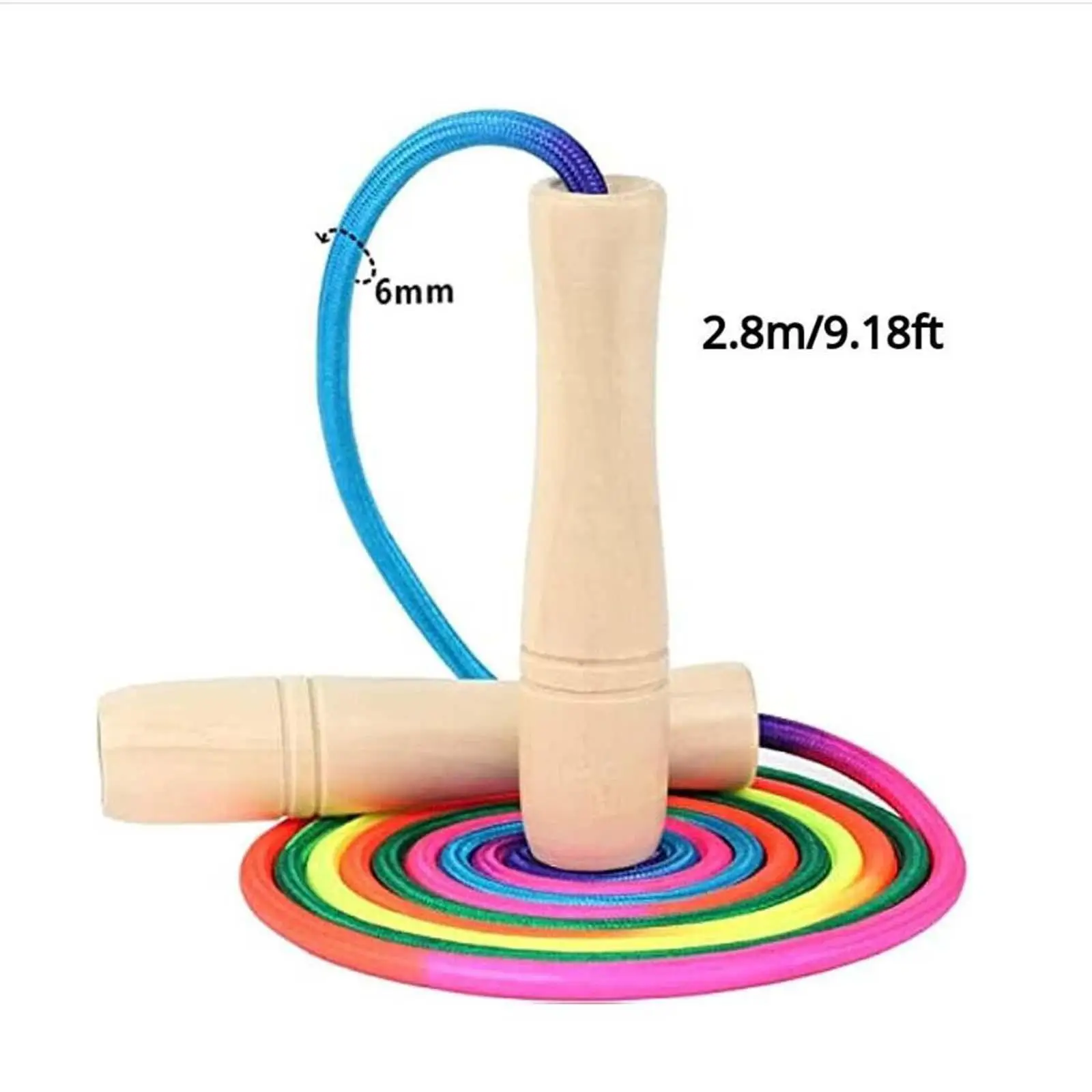 Jump Rope for Kids Adults, 2.8M Adjustable Rainbow Jumping Rope, Skipping Rope for Workout Endurance Training Outdoor Sports