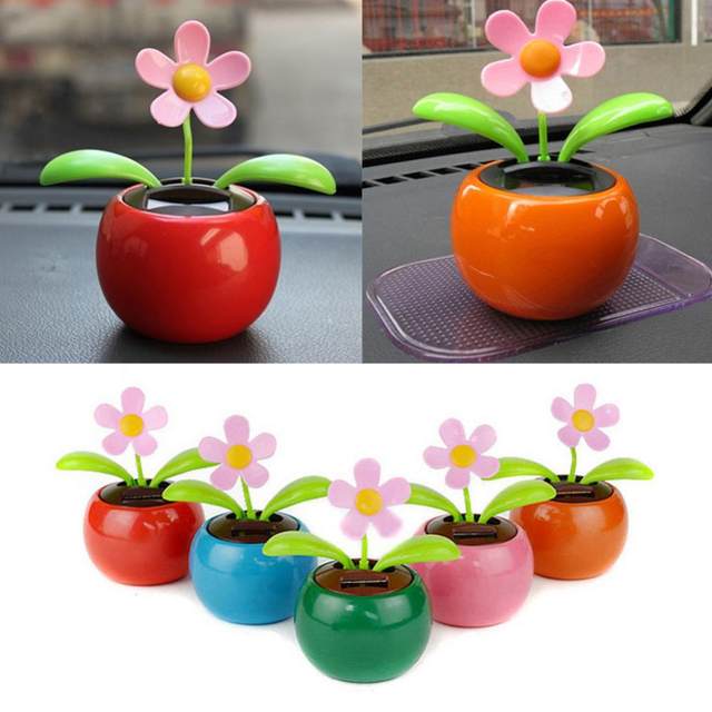 6pc Car Decoration Solar Powered Dancing Flower Swinging Animated