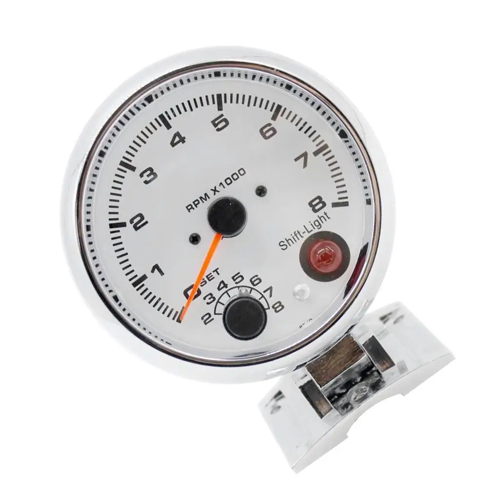 3.75`` White Face Tachometer Gauge with Light for Auto Car 95mm