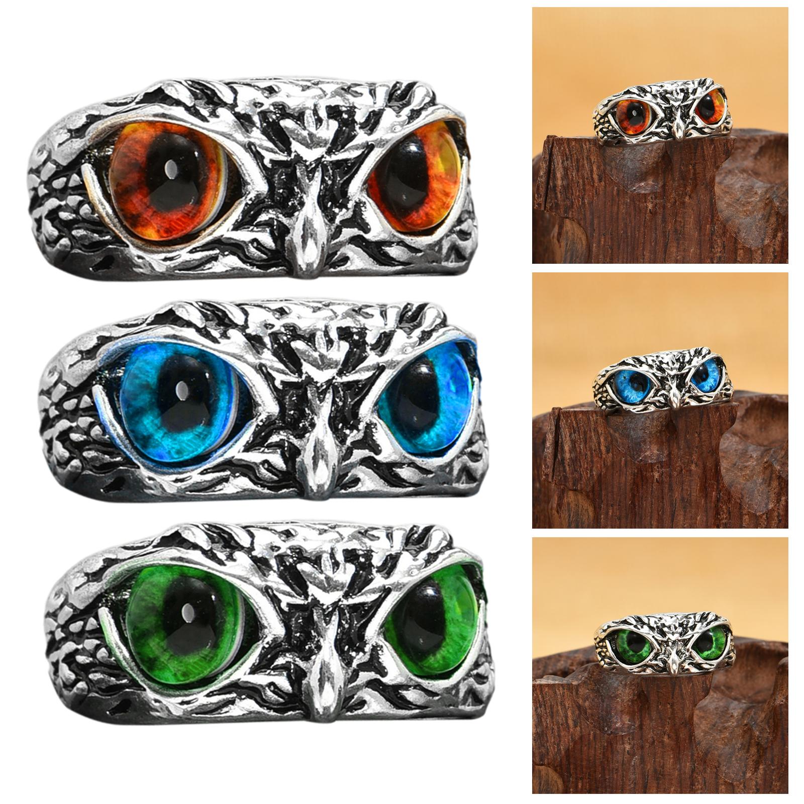 Punk Charming Fashion Owl Ring Adjustable Creative Jewelry Rock Gothic Hand Loop for Holidays Party Clubs Dance Parties Unisex