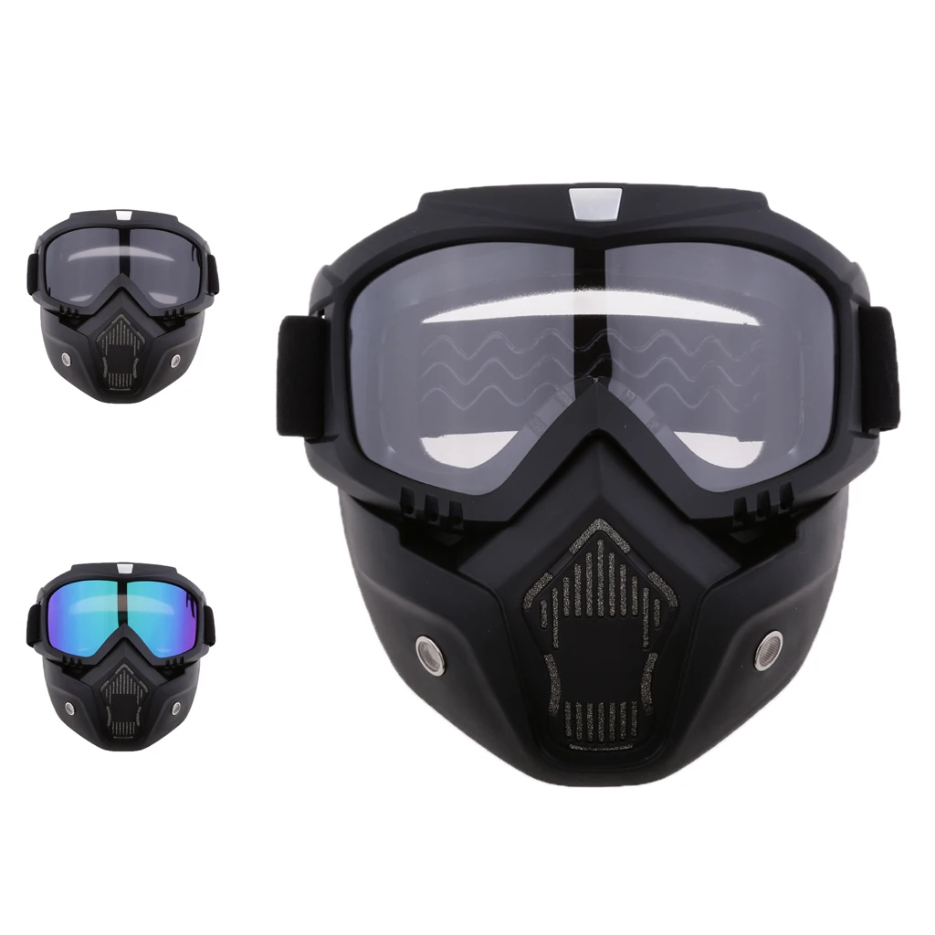 Motorcycle Riding Helmet Windproof Face Mask Detachable Goggles