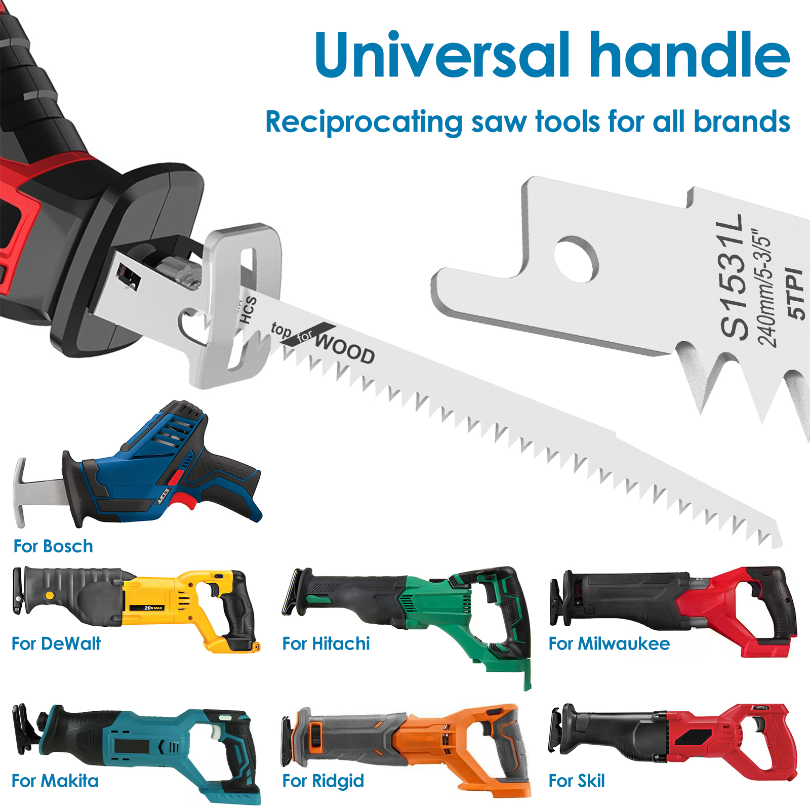 Description Picture 6 of item12Pcs Reciprocating Saw Blade 6/9 Inch 6/5TPI High Carbon Steel Pruning Saw Blade Sharp Fast Cutting Saw Blade Woodworking Tool