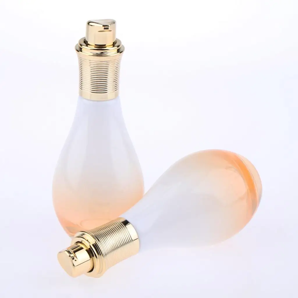 Empty Refillable Glass Lotion Pump Bottle Cosmetic Container 2pcs