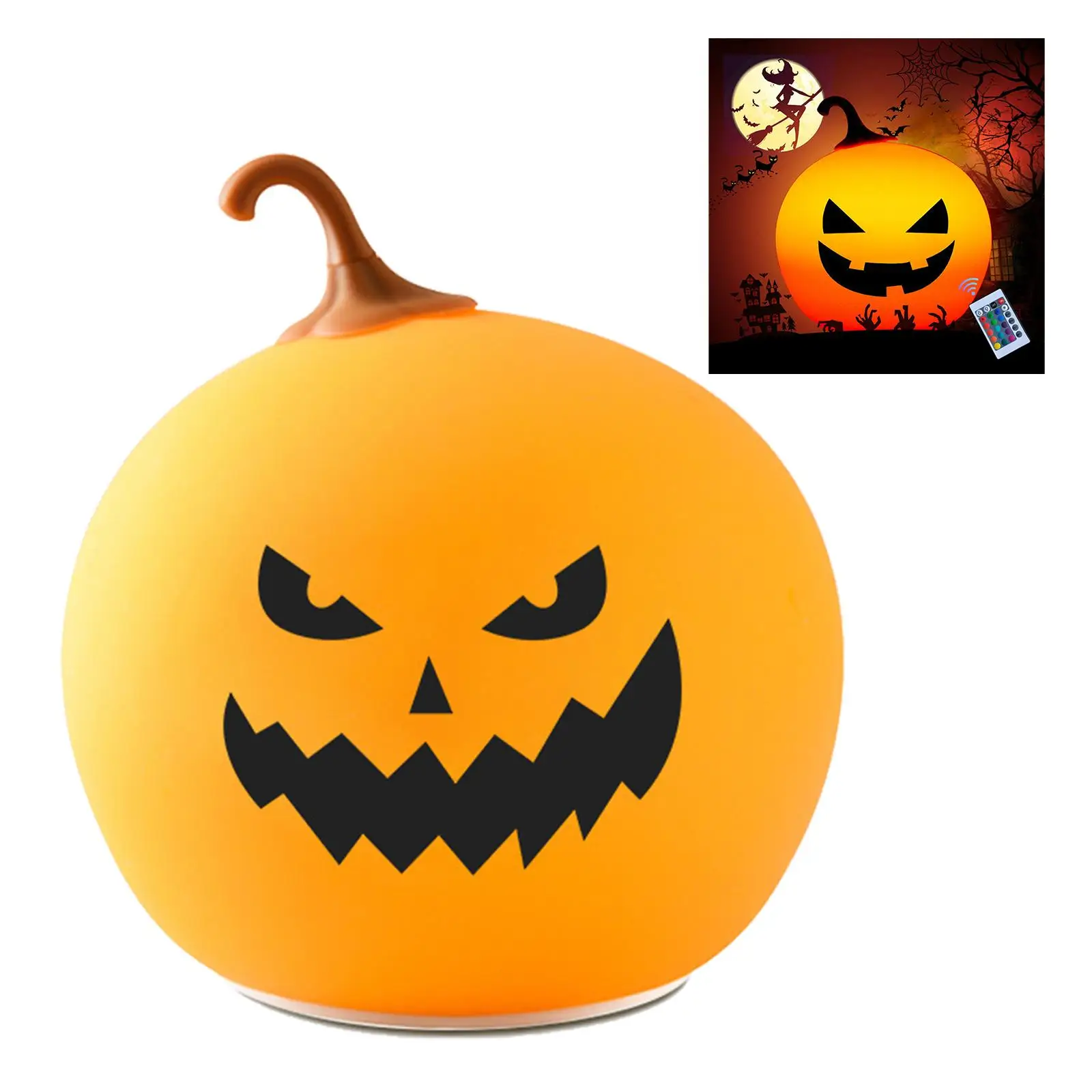 Pumpkin Night Light Rechargeable Nursery Light Silicone Dimmable LED Bedside Lamp for Kids Boys Girls Children Baby Decoration