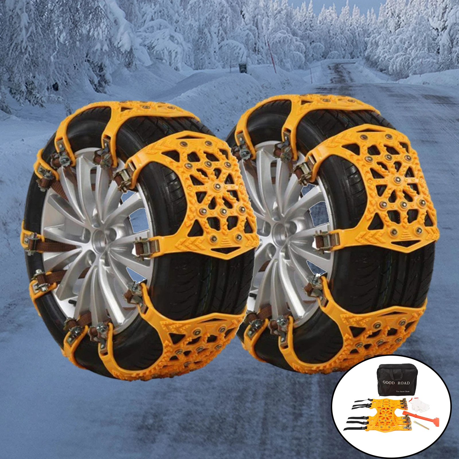 6Pcs Anti-Skid Anti Snow Chains of Car, Applicable Tire Width 165-265mm for Emergency
