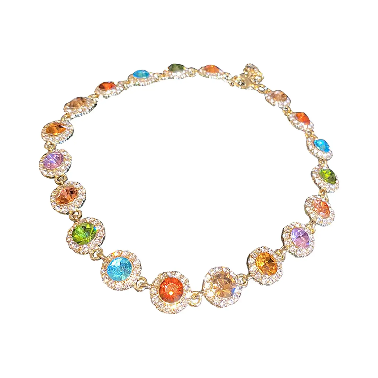 Colorful Crystal Choker Necklace Colorful Rhinestones Choker for Mother Gift