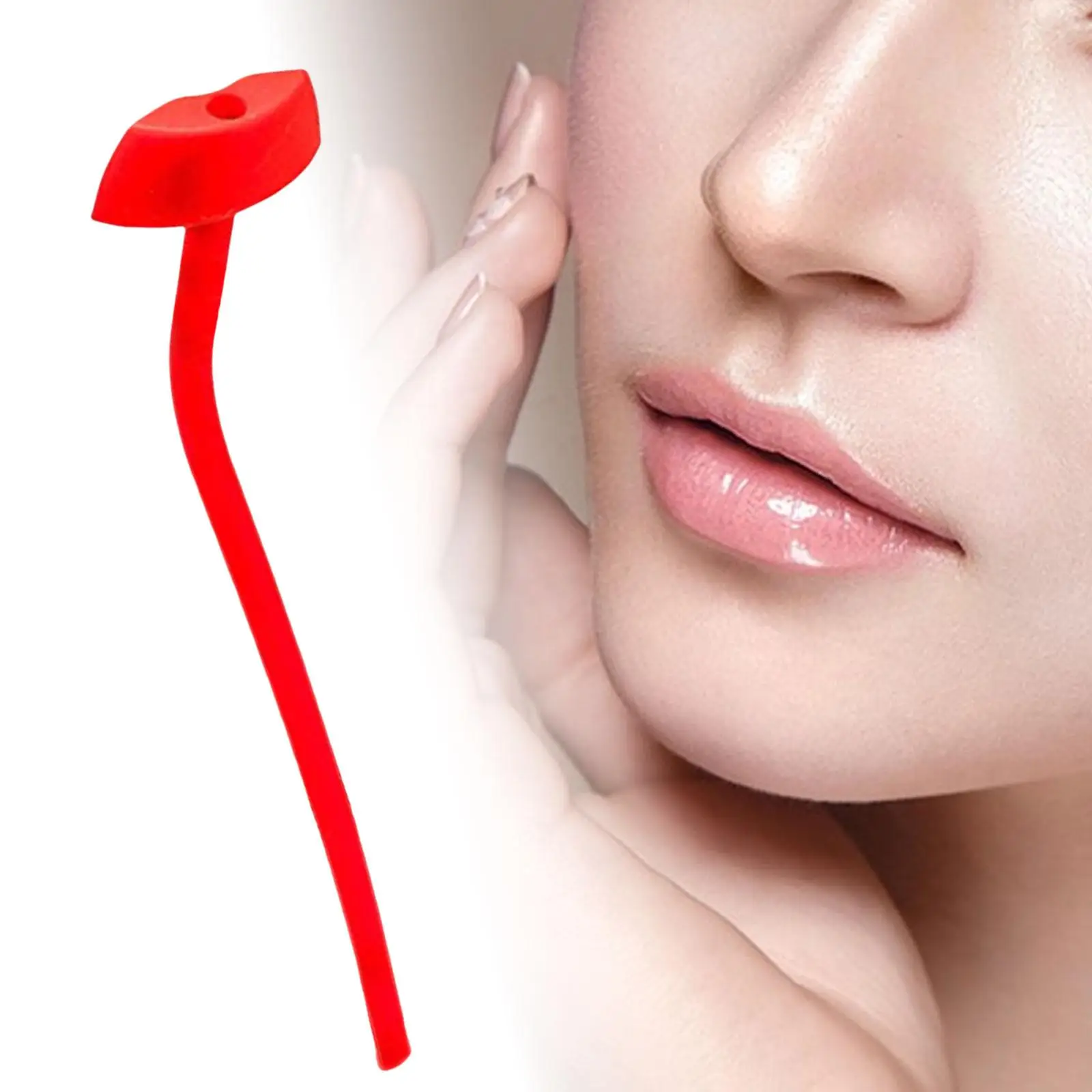 Flute Straw Food Grade Lip Shape Reusable Red Flexible Easy to Clean Drinking Straw for Tea Hot Cold Beverages Juice Coffee