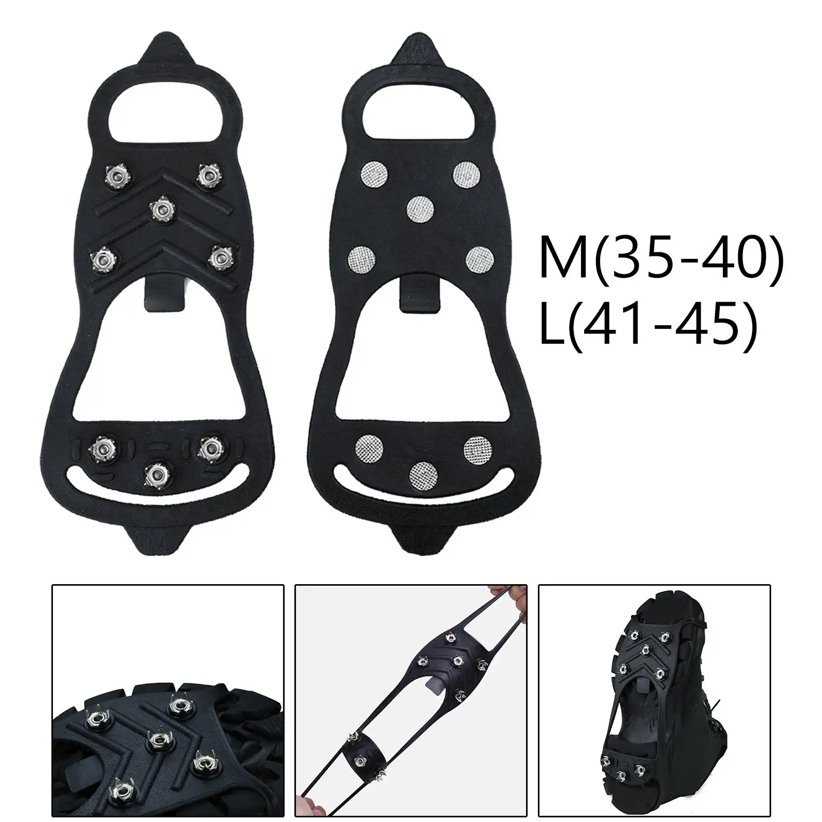 Crampons Spikes Grips Non Slip Traction Chain Claws 1 Pair 8 Spikes Crampons for Mountain Roads Outdoor Hiking Winter Mud Roads