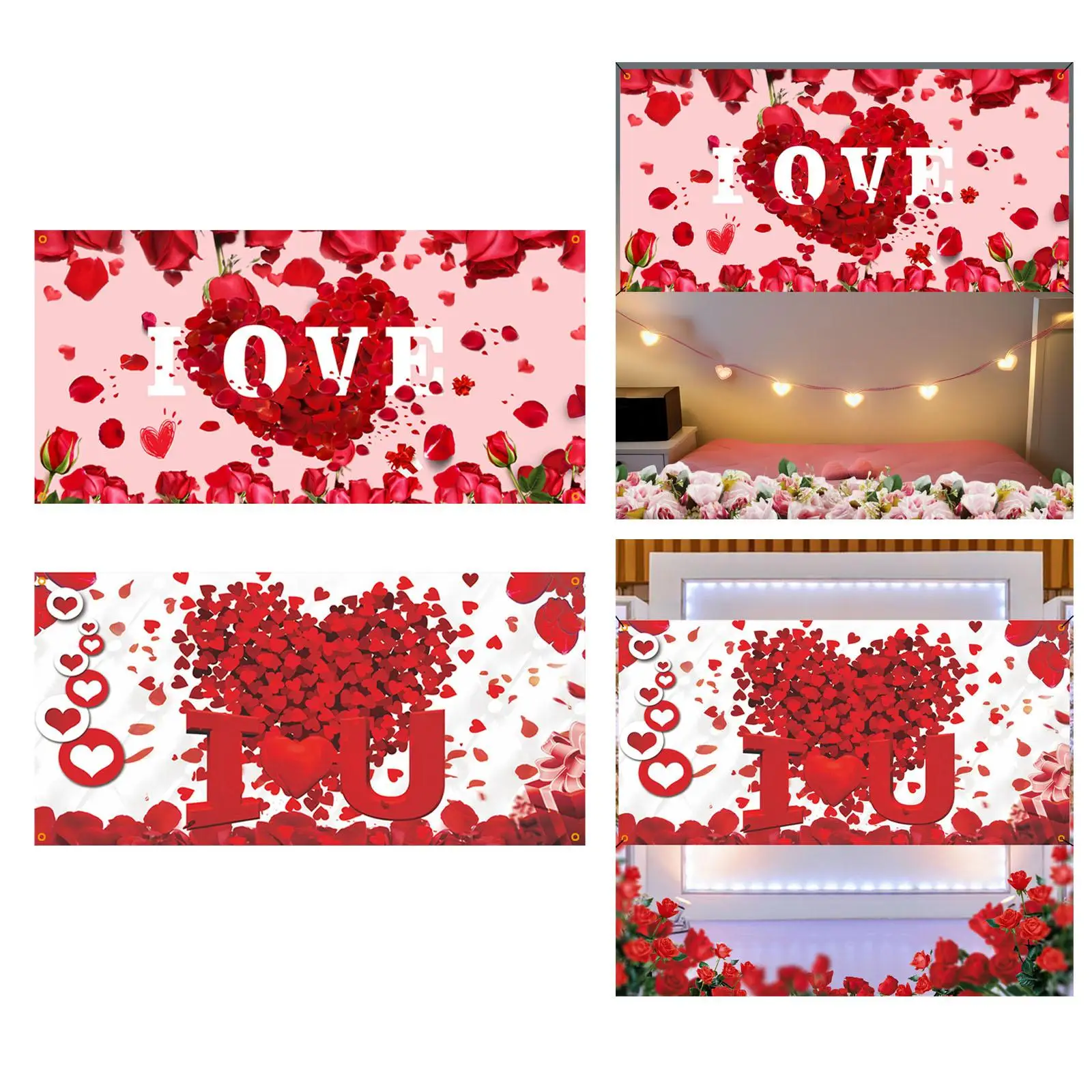 Happy Valentine`s Day Backdrop Banner Valentine`s Day Gift Love Heart Background for Photoshoot Bedroom Party Birthday Wedding