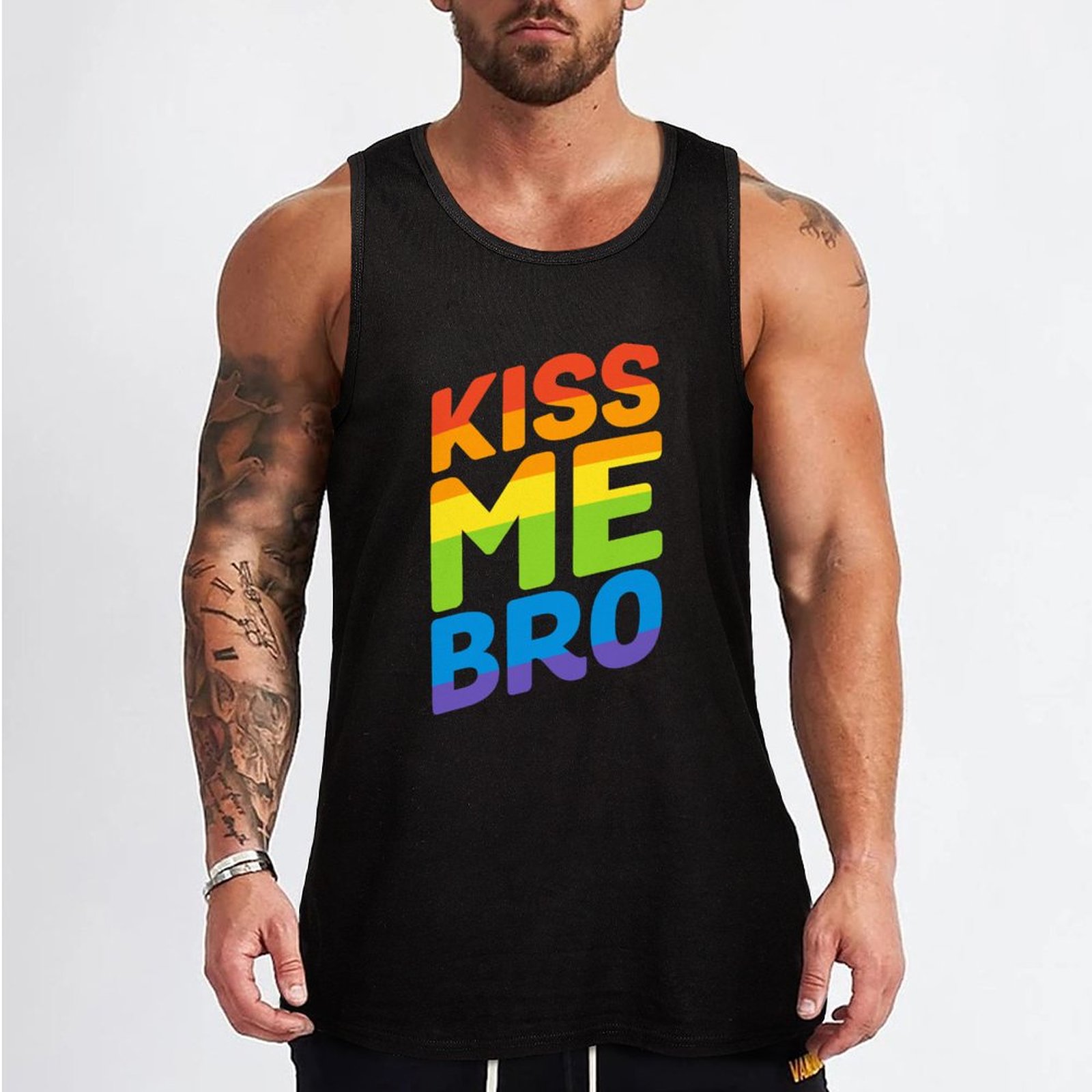 Новинка, майка Kiss Me Bro Радуга, гей Pride, мужские майки, аксессуары для  тренажерного зала | AliExpress