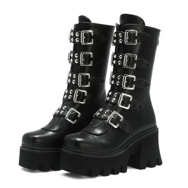 Punk Gothic Platform Boots Nightclub Model Catwalk Cosply Thick